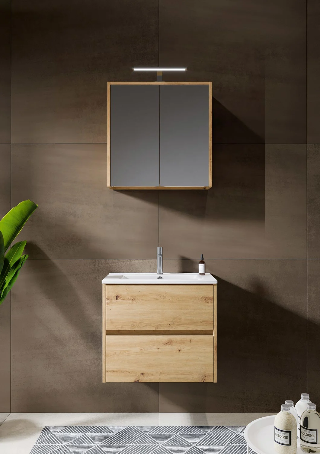 Riho Porto Slim Badmöbel Komplett Set 78 mit Spiegelschrank, 60 cm Bild 6
