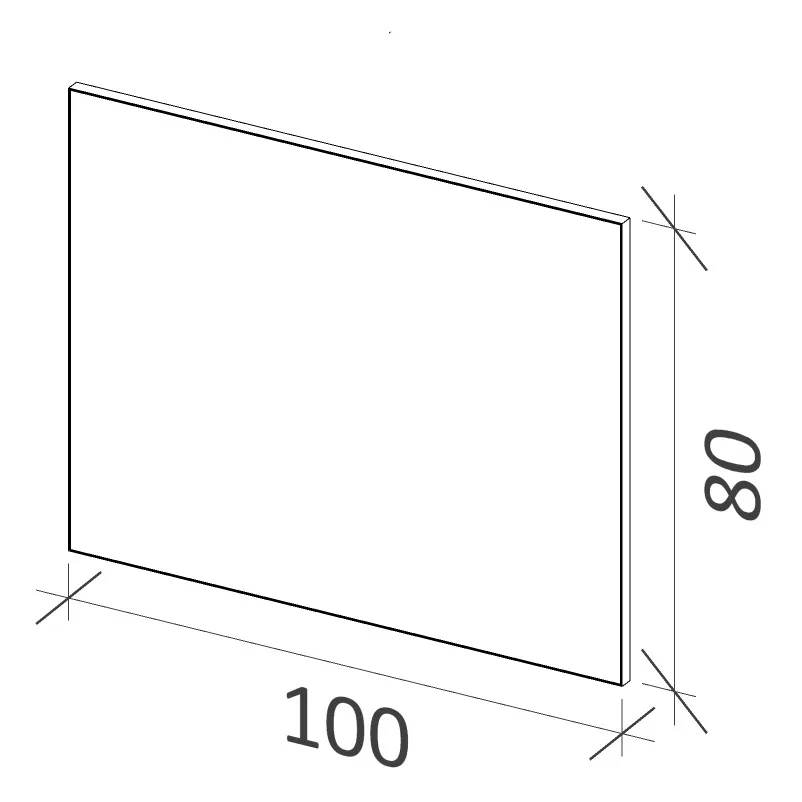 Rysunek techniczny prostokątnego lustra 100x80 cm, Riho