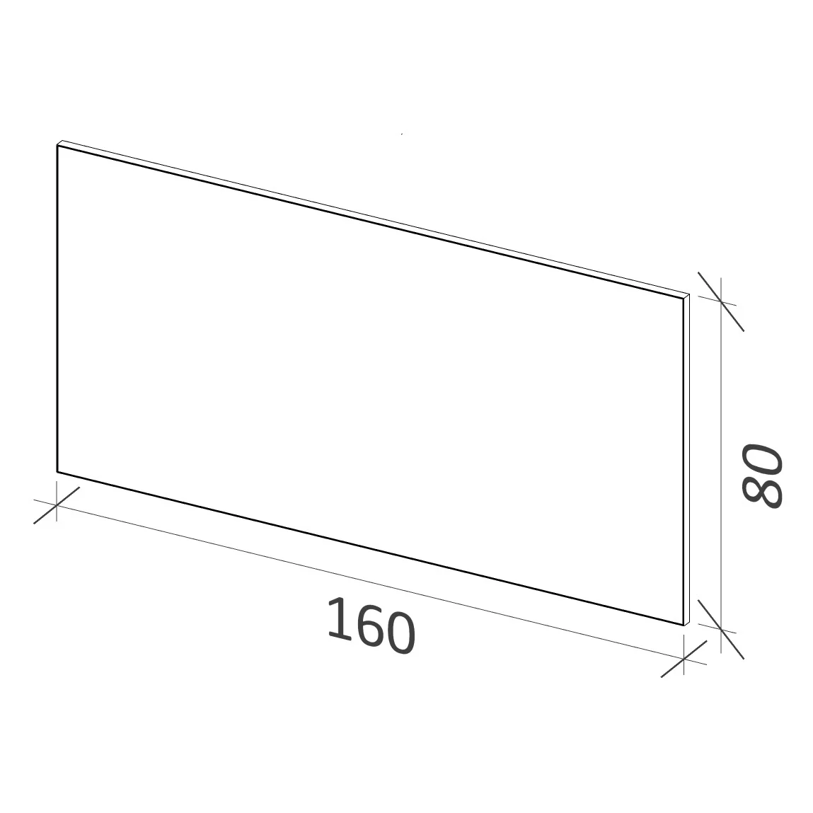 Rysunek techniczny prostokątnego lustra 160x80 cm, Riho