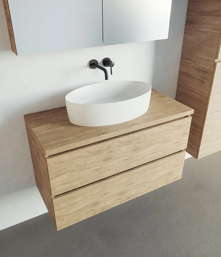 Riho Spring TABLET Abdeckplatte mit Unterschrank, 2 Schubladen inkl. Spiegelschrank 80 cm Bild 3