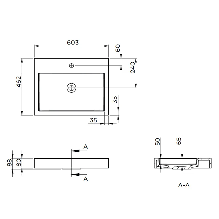 Riho Spring VOW Waschtisch mit Unterschrank, 2 Schubladen, mit Gehrung 60 x 46 cm Bild 5