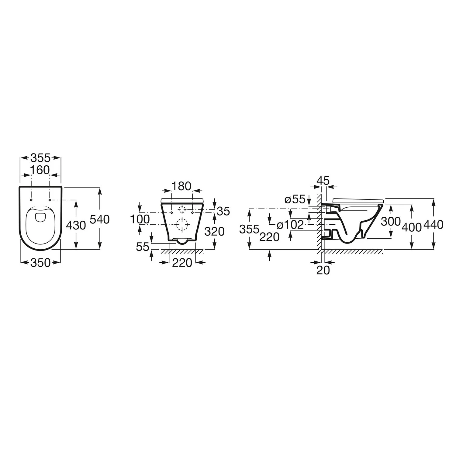 Roca The Gap Wand-WC, spülrandlos Bild 4