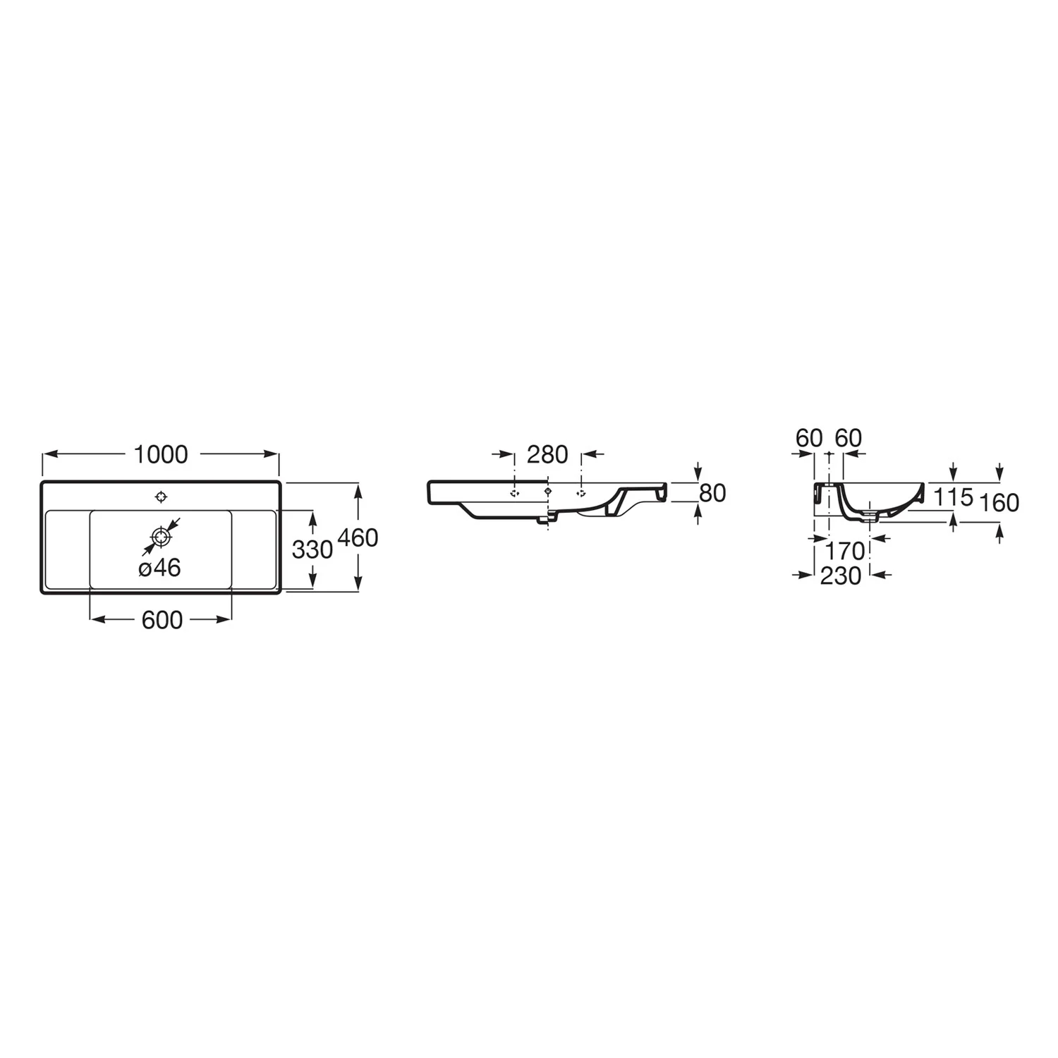 Roca Ona Waschtisch 100 x 46 cm Bild 4