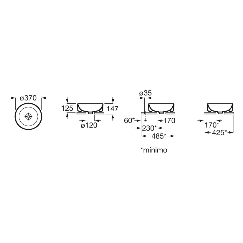 Roca Ona Aufsatz-Waschtisch, Ø 37 cm, rund Bild 5
