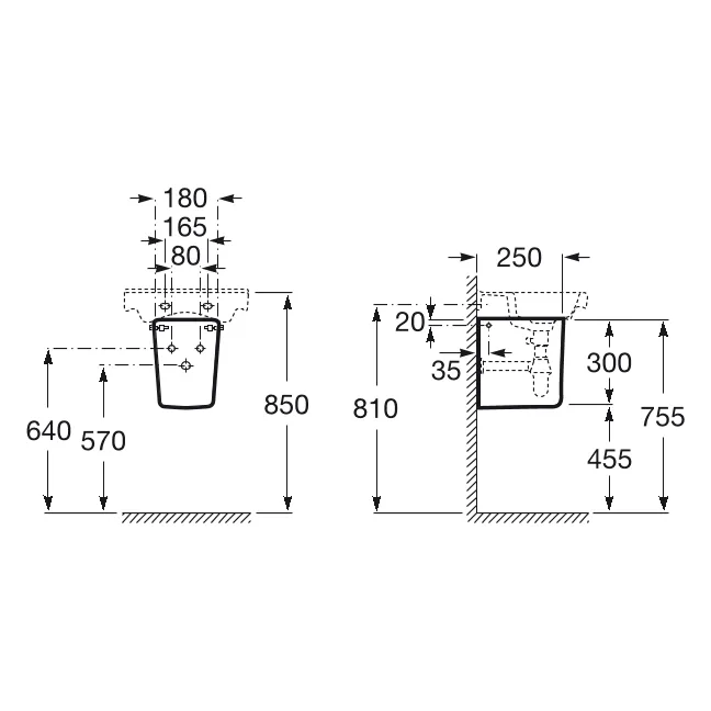 Roca Ona Halbsäule für Handwaschbecken Bild 3