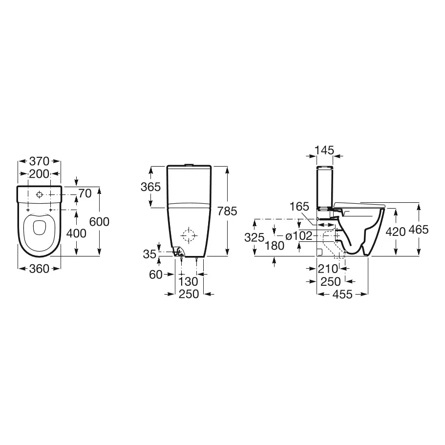 Roca Ona Aufsatzspülkasten für Stand-WC-Kombination, Anschluss unten Bild 3