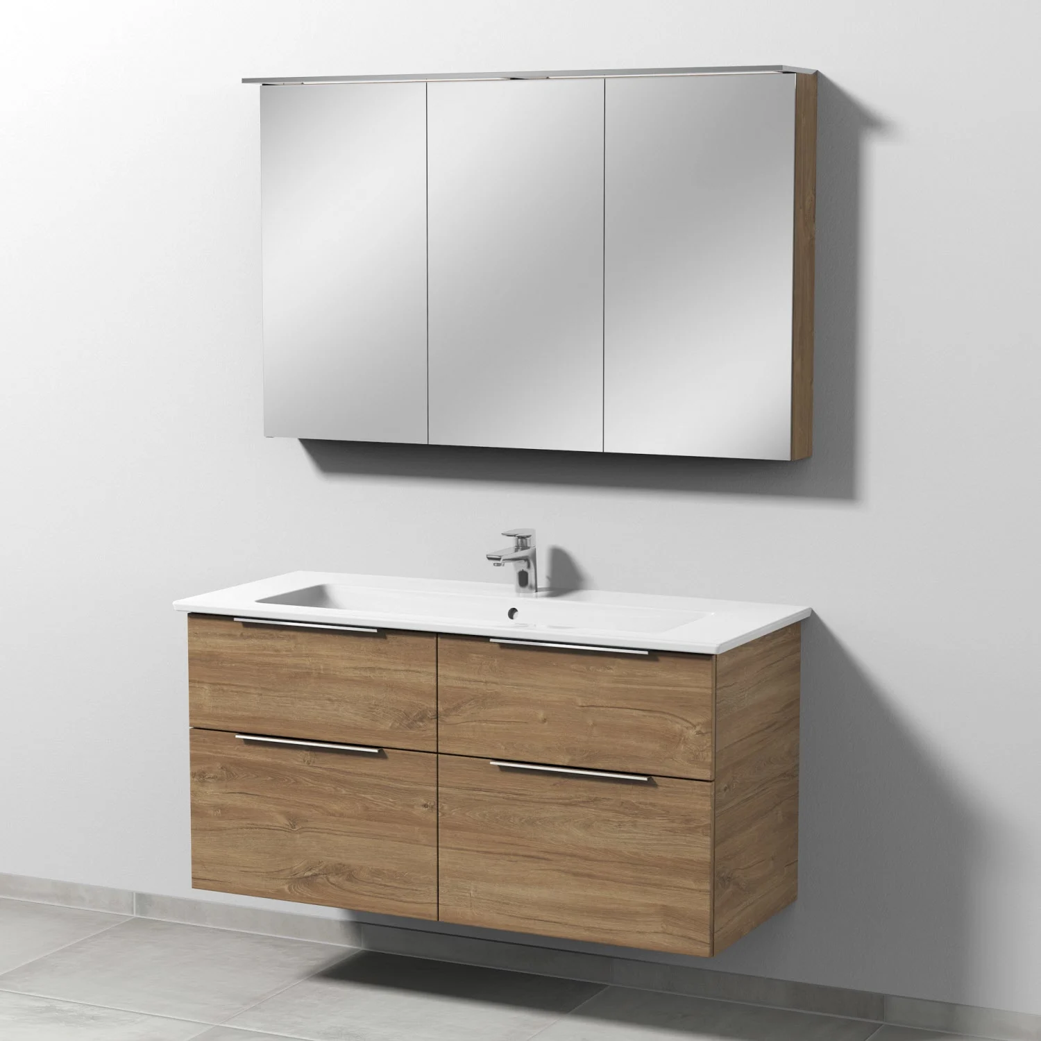 Sanipa 3way Möbelset-1 inkl. Spiegelschrank "MALTE", 120 cm, mit Aufsatzgriffen