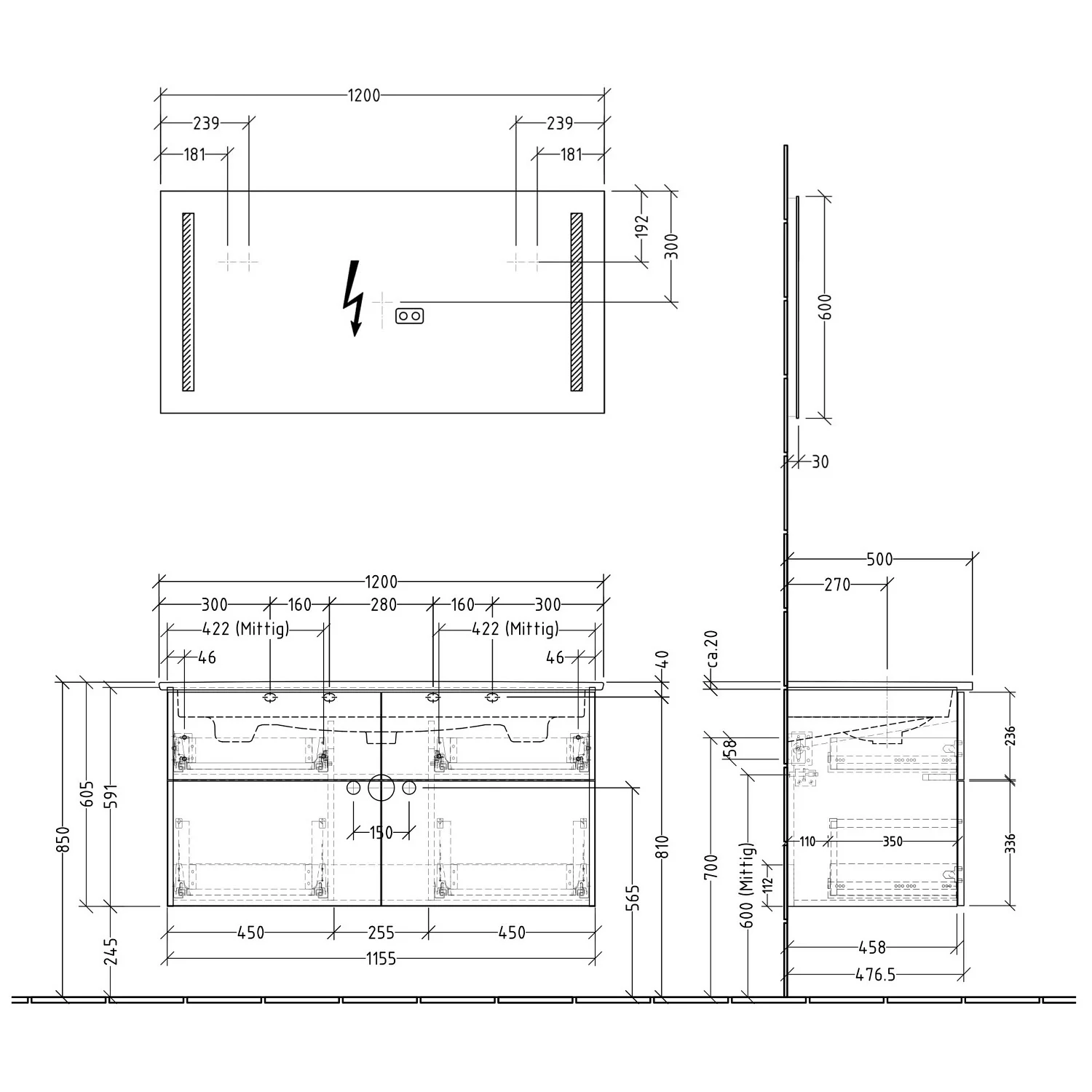 Sanipa 3way Möbelset-1 inkl. Lichtspiegel "LUCY", 120 cm, mit Push to open Bild 4