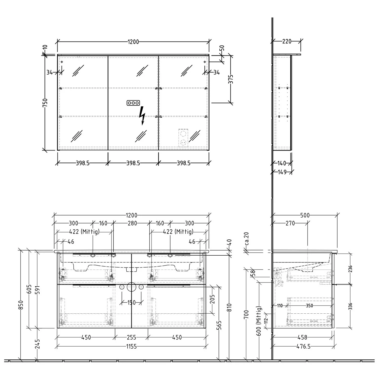 Sanipa 3way Möbelset-1 inkl. Spiegelschrank "MALTE", 120 cm, mit Aufsatzgriffen Bild 5