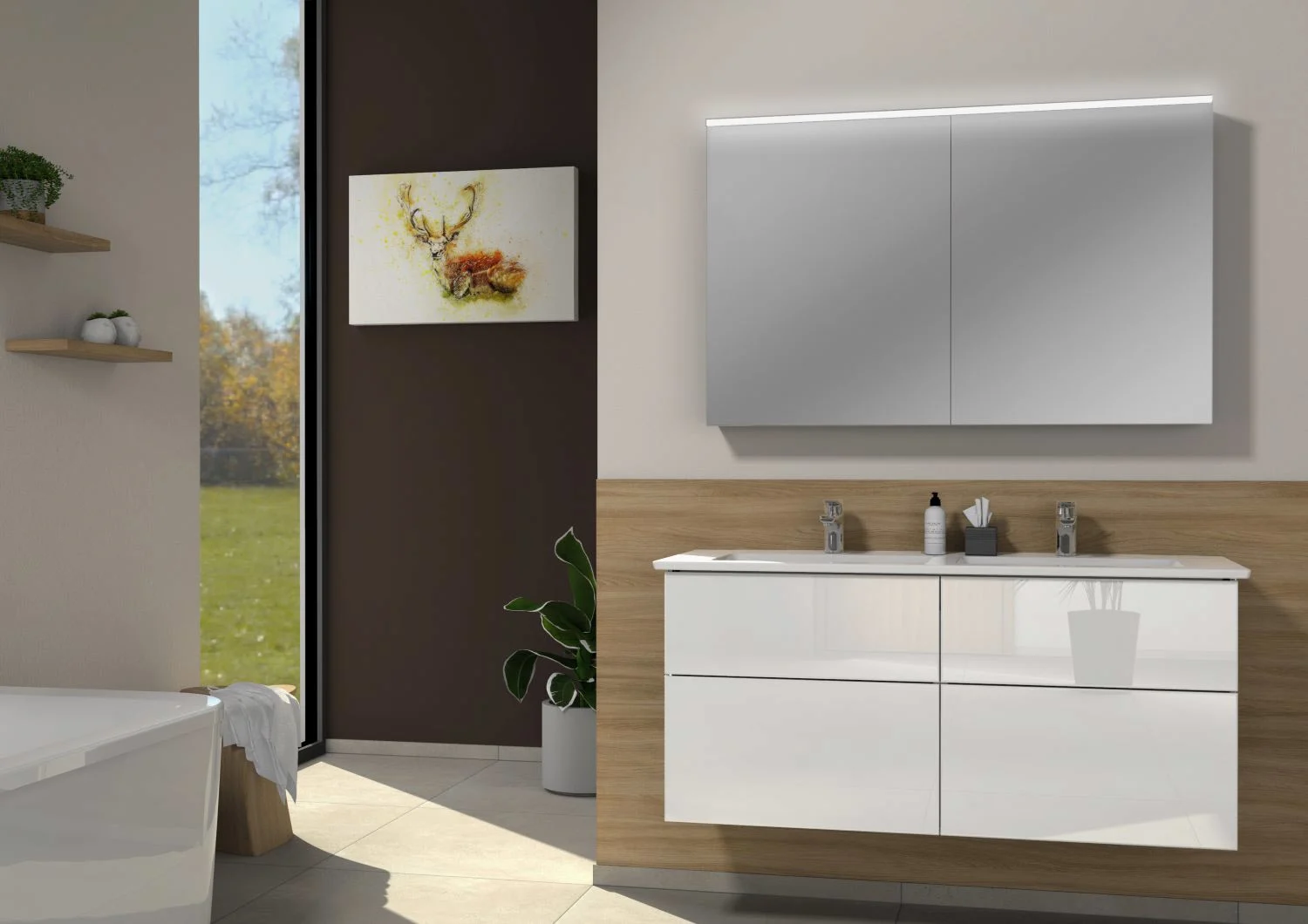 Sanipa 3way Möbelset inkl. Spiegelschrank "ARND", 130 cm, mit Push to open Bild 4