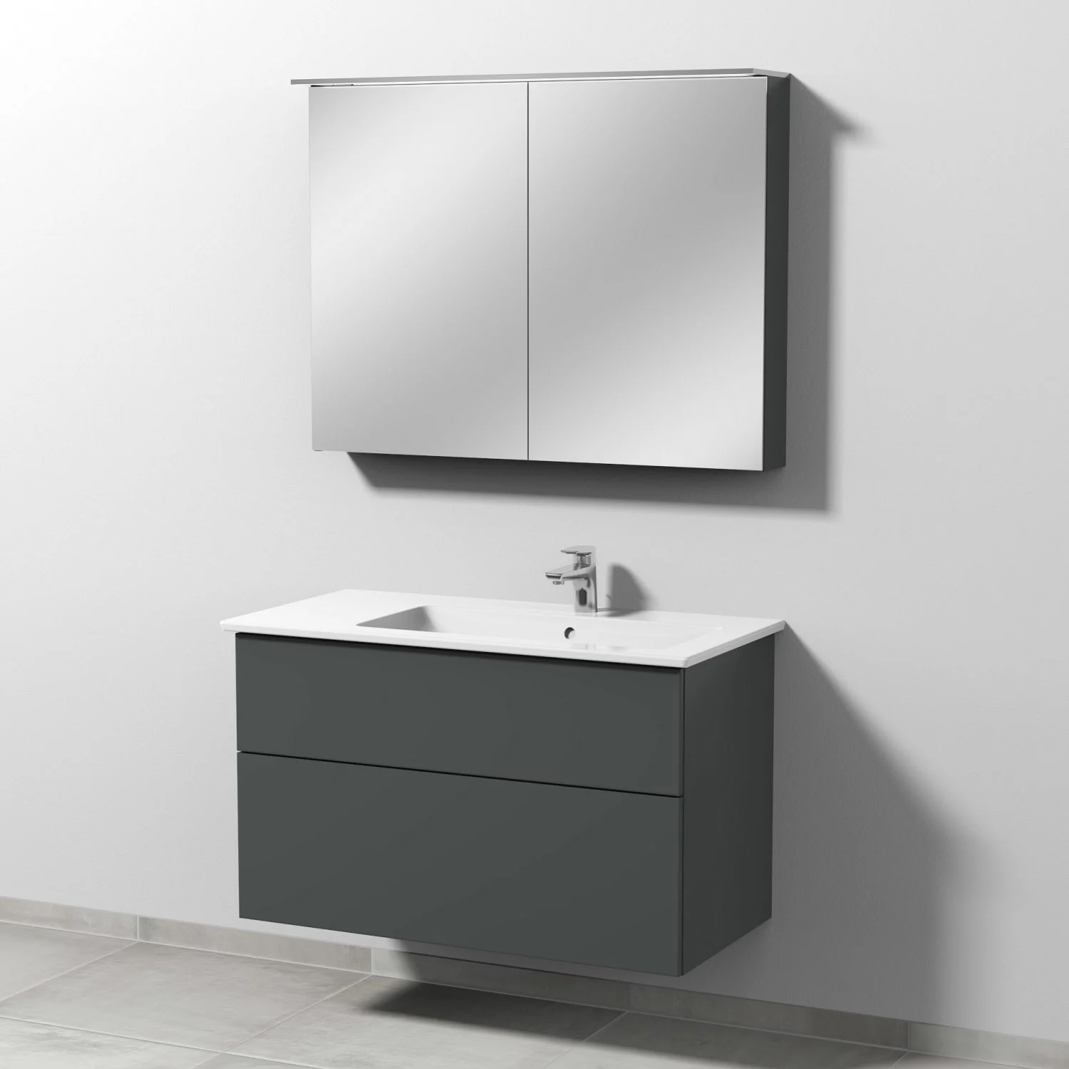 Sanipa 3way Möbelset inkl. Spiegelschrank "MALTE", 100 cm, mit Push to open, Becken rechts