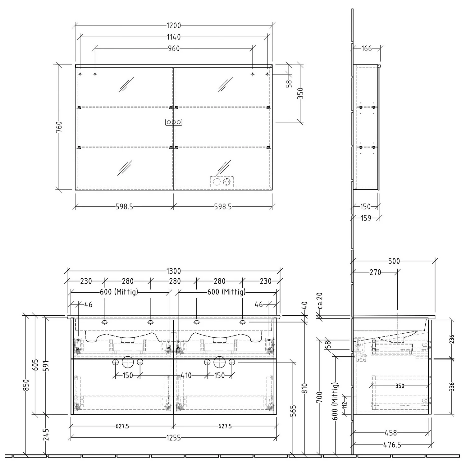 Sanipa 3way Möbelset inkl. Spiegelschrank "ARND", 130 cm, mit Push to open Bild 5