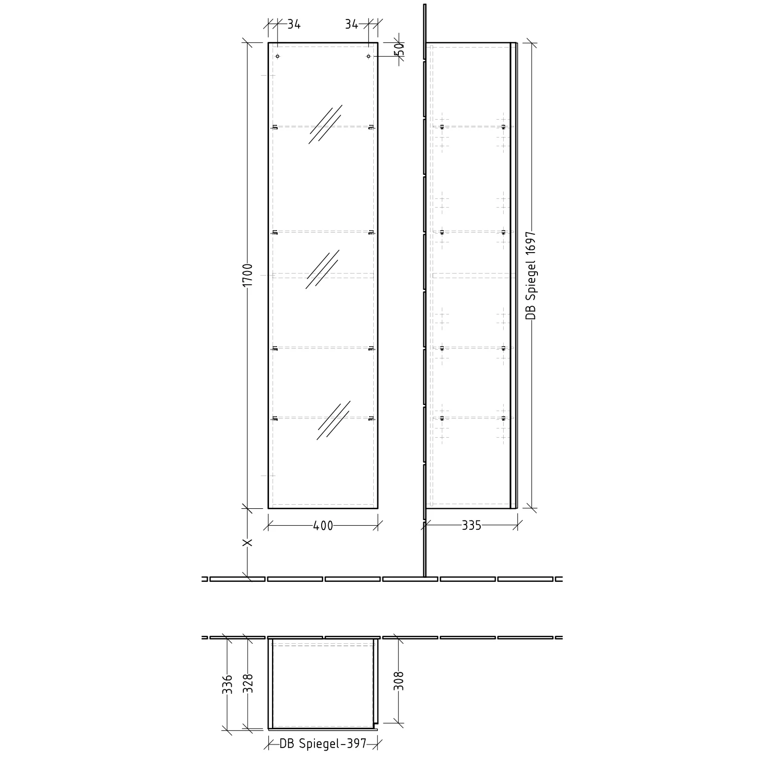 Sanipa 3way Hochschrank 40 cm, 1 Spiegel-Tür mit Türanschlag links Bild 4