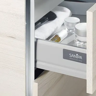 Szafka środkowa Sanipa 3way 30 cm, 1 drzwi z zawiasami po prawej stronie, 1 szuflada, z listwą uchwytową Zdjęcie 2