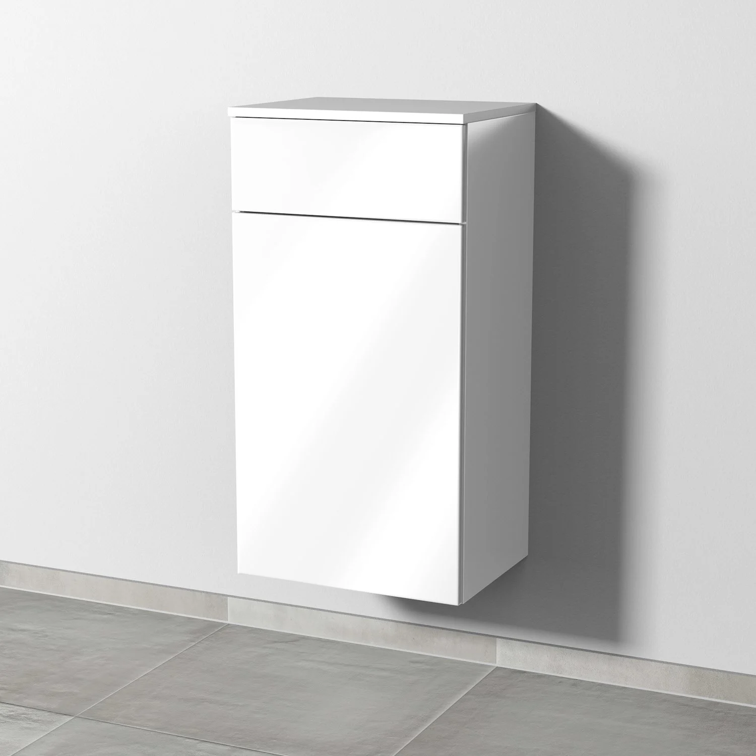 Sanipa 3way Mittelschrank 45 cm, 1 Auszug, 1 Wäschekorbklappe, mit Push to open
