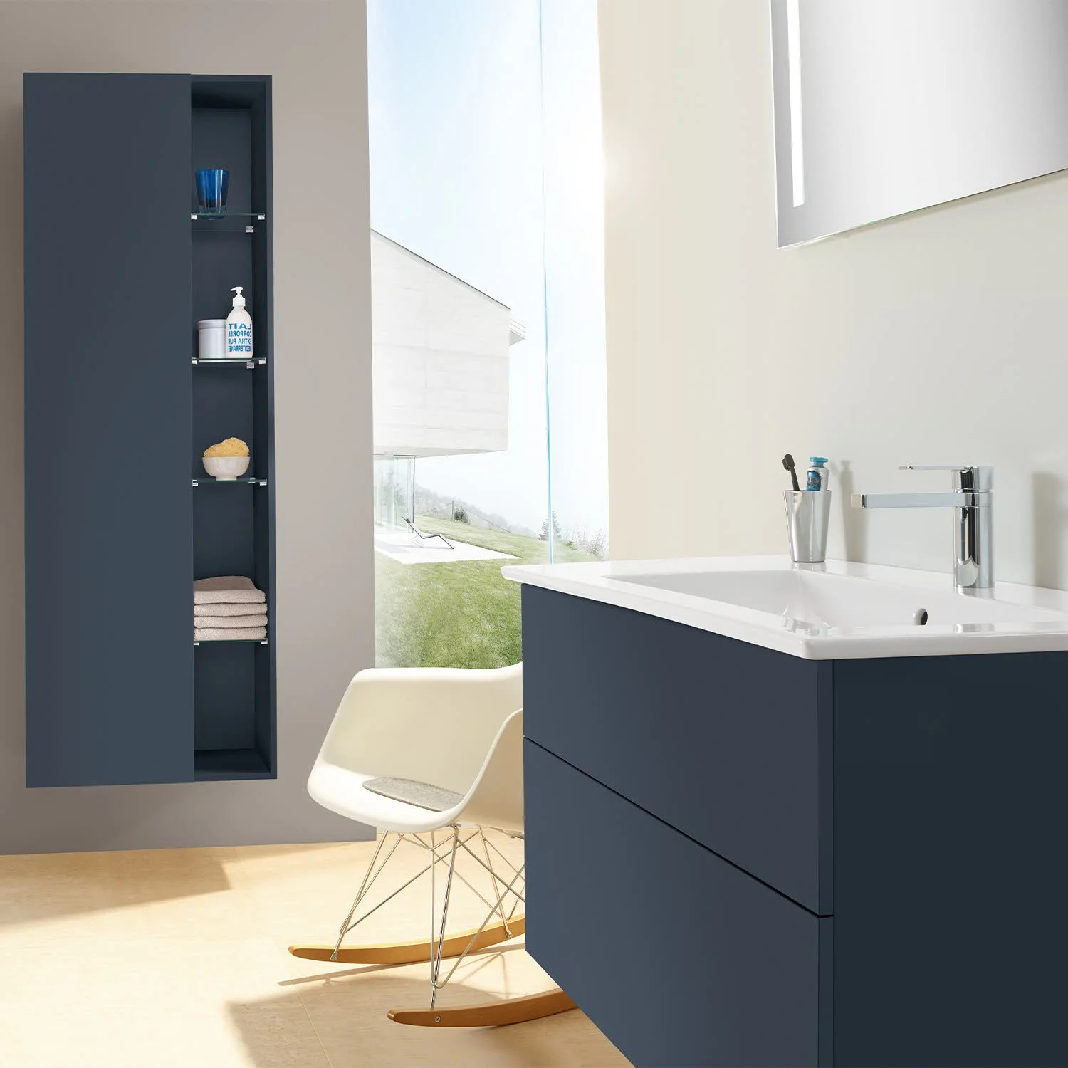 Sanipa 3way Stauraumschrank 60 cm, 1 offenes Fach rechts, 1 Tür mit Türanschlag links Bild 3