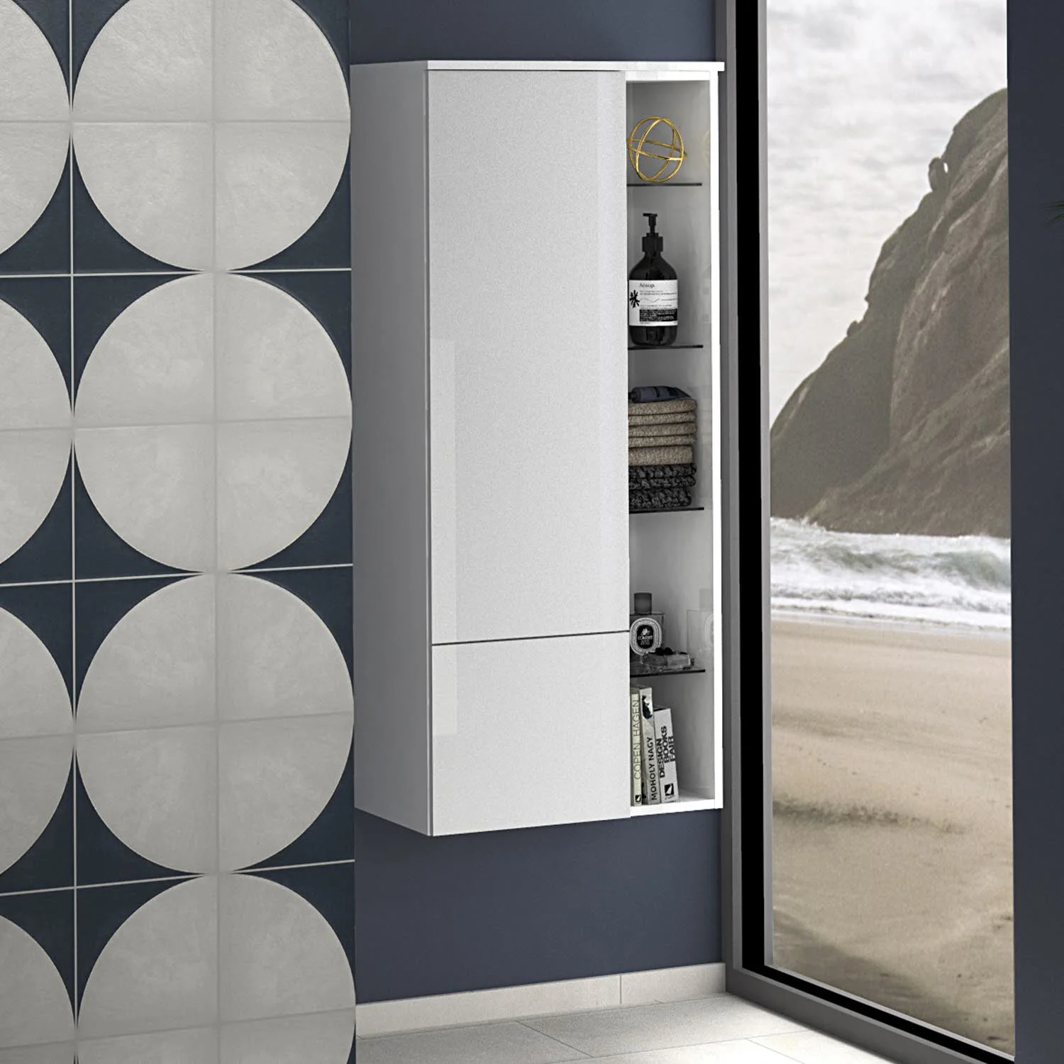 Sanipa 3way Stauraumschrank 60 cm, 1 offenes Fach rechts, 1 Auszug, 1 Tür mit Türanschlag links Bild 3