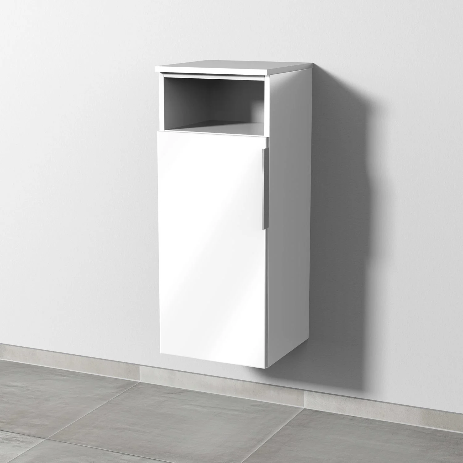 Sanipa 3way Mittelschrank 35 cm, 1 Tür mit Anschlag links, 1 offenes Fach, mit Aufsatz-Griff
