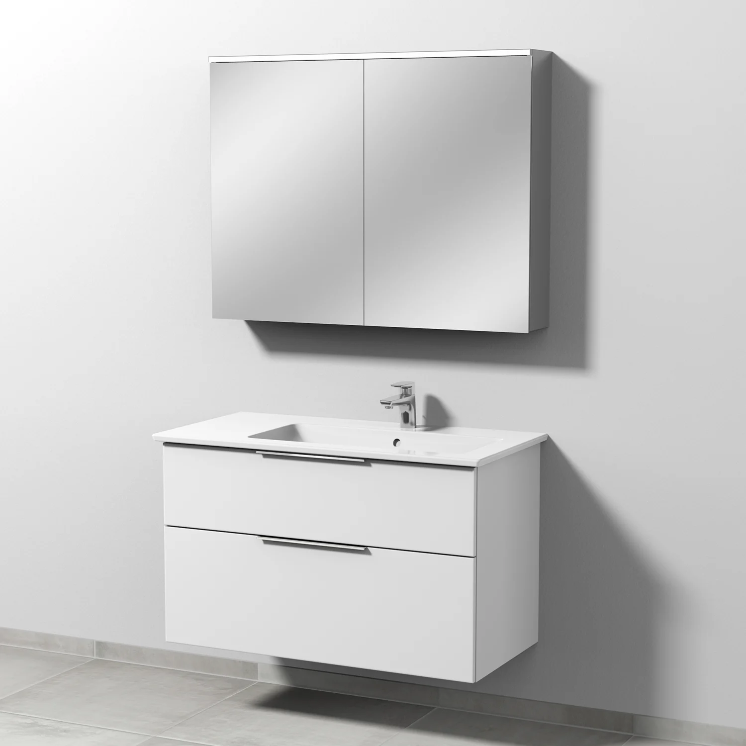 Zestaw mebli łazienkowych z umywalką i lustrem, Sanipa