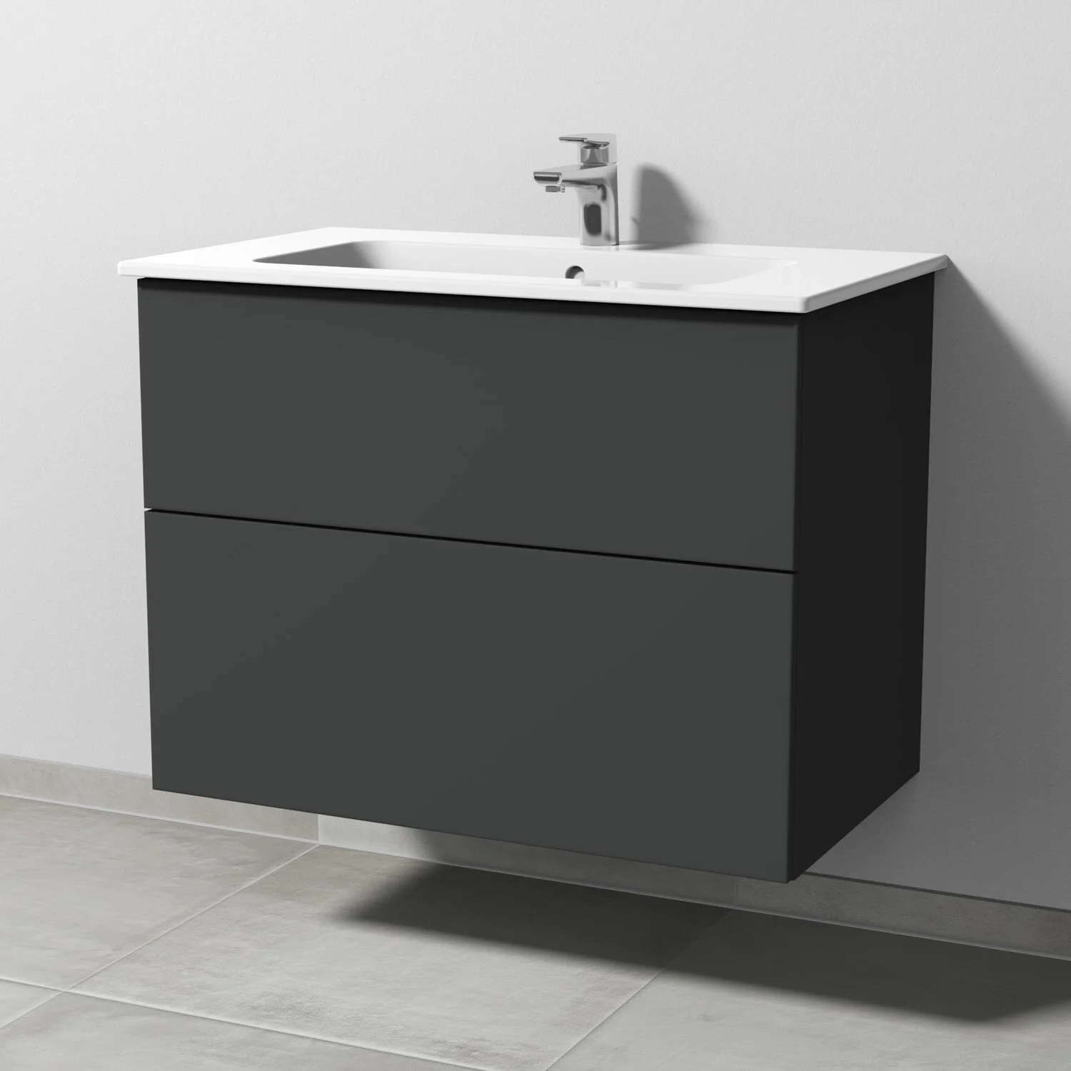 Sanipa 3way Waschtischunterbau für Keramik-Waschtisch ME by Starck 83 cm, 2 Auszüge mit Push to open