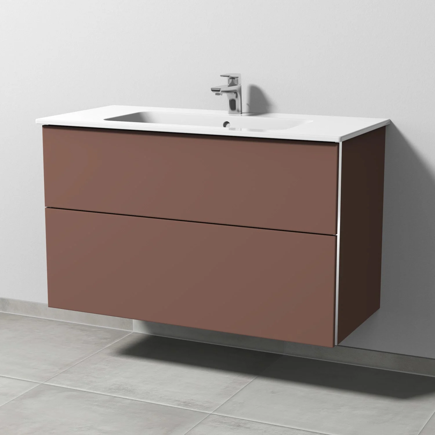 Brązowa umywalka z ceramiczną umywalką z bliska, Sanipa