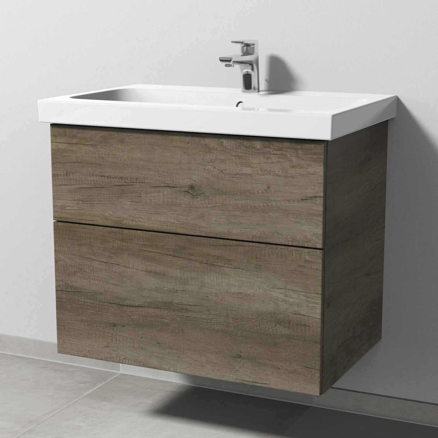 Sanipa 3way Waschtischunterbau für Keramik-Waschtisch iCon Light 75 cm, 2 Auszüge mit Push to open