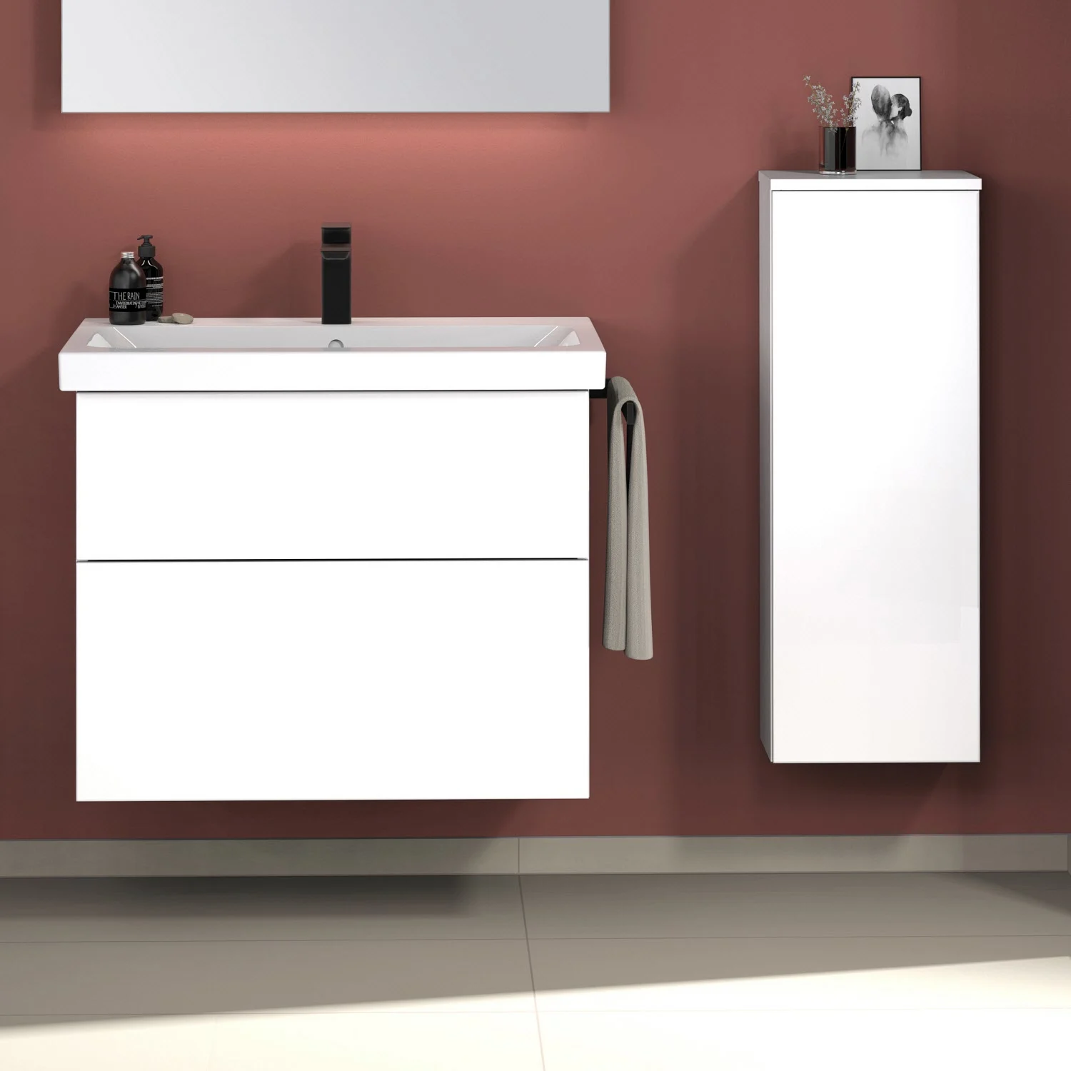 Sanipa 3way Waschtischunterbau für Keramik-Waschtisch iCon Light 75 cm, 2 Auszüge mit Push to open Bild 2