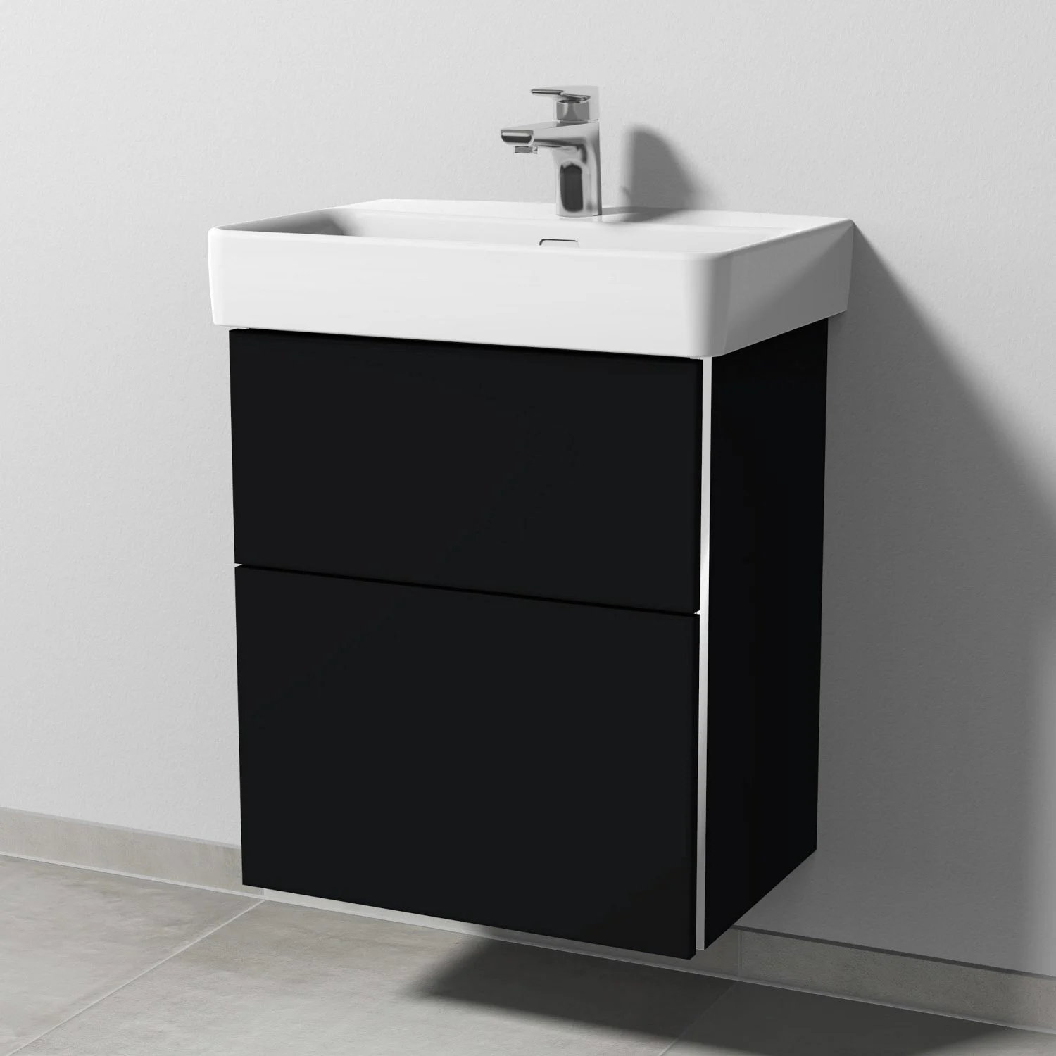 Czarna umywalka z dwoma szufladami, Sanipa