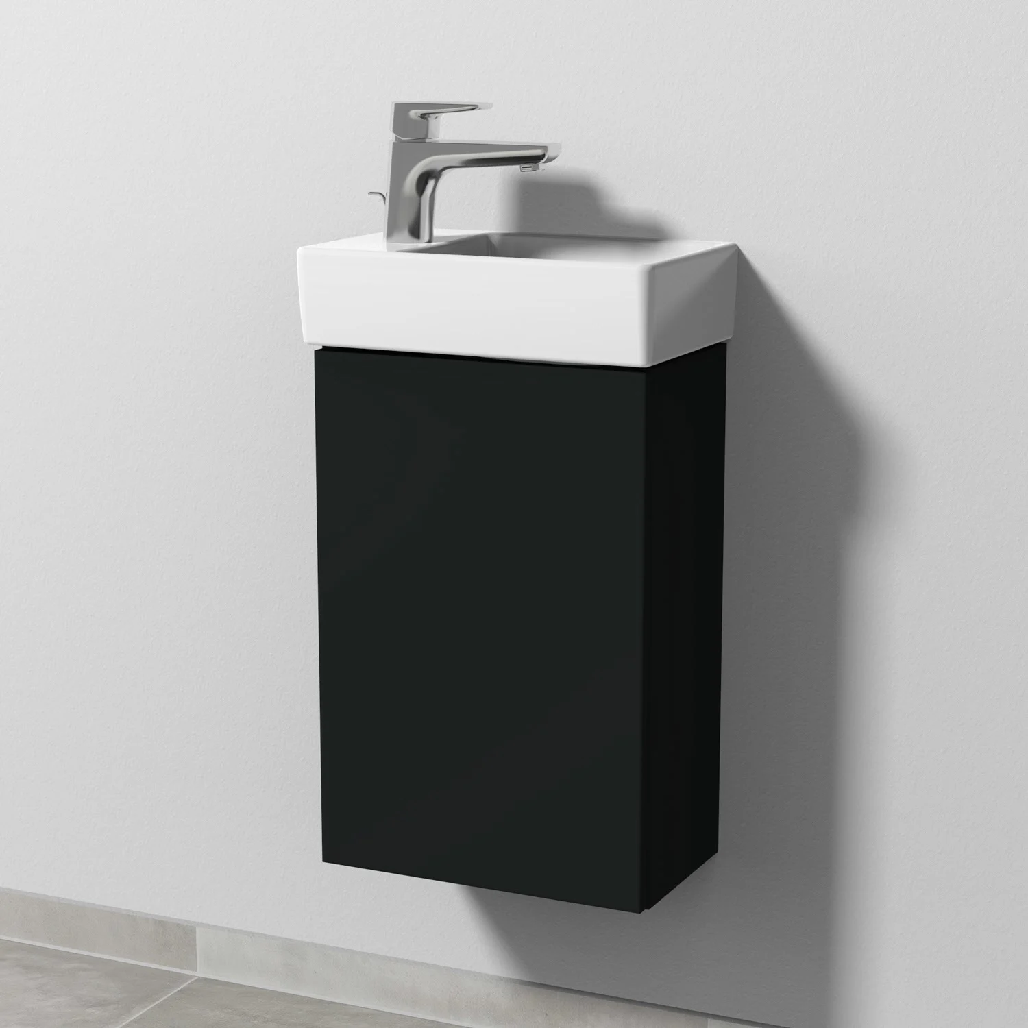 Sanipa 3way Waschtischunterbau für Keramik-Waschtisch Avento 36 cm, 1 Tür, Anschlag links, mit Push to open