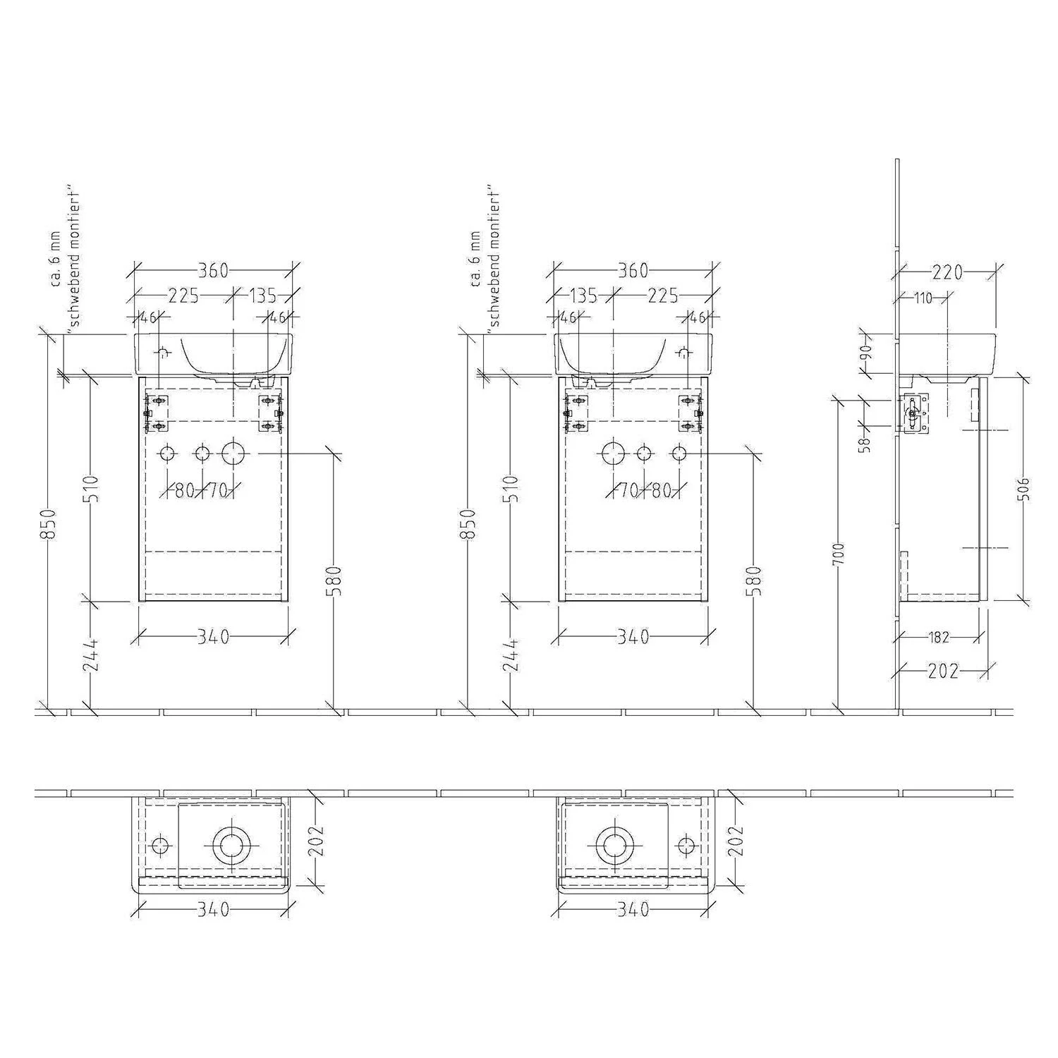 Sanipa 3way Waschtischunterbau für Keramik-Waschtisch Avento 36 cm, 1 Tür, Anschlag links, mit Push to open Bild 2
