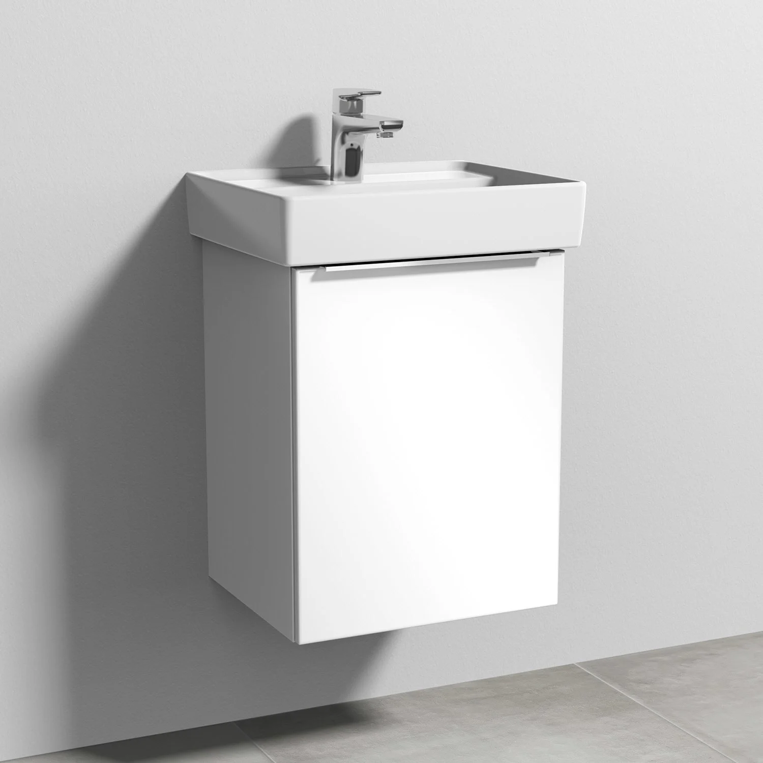 Biała umywalka z ceramiczną umywalką zbliżenie, Sanipa