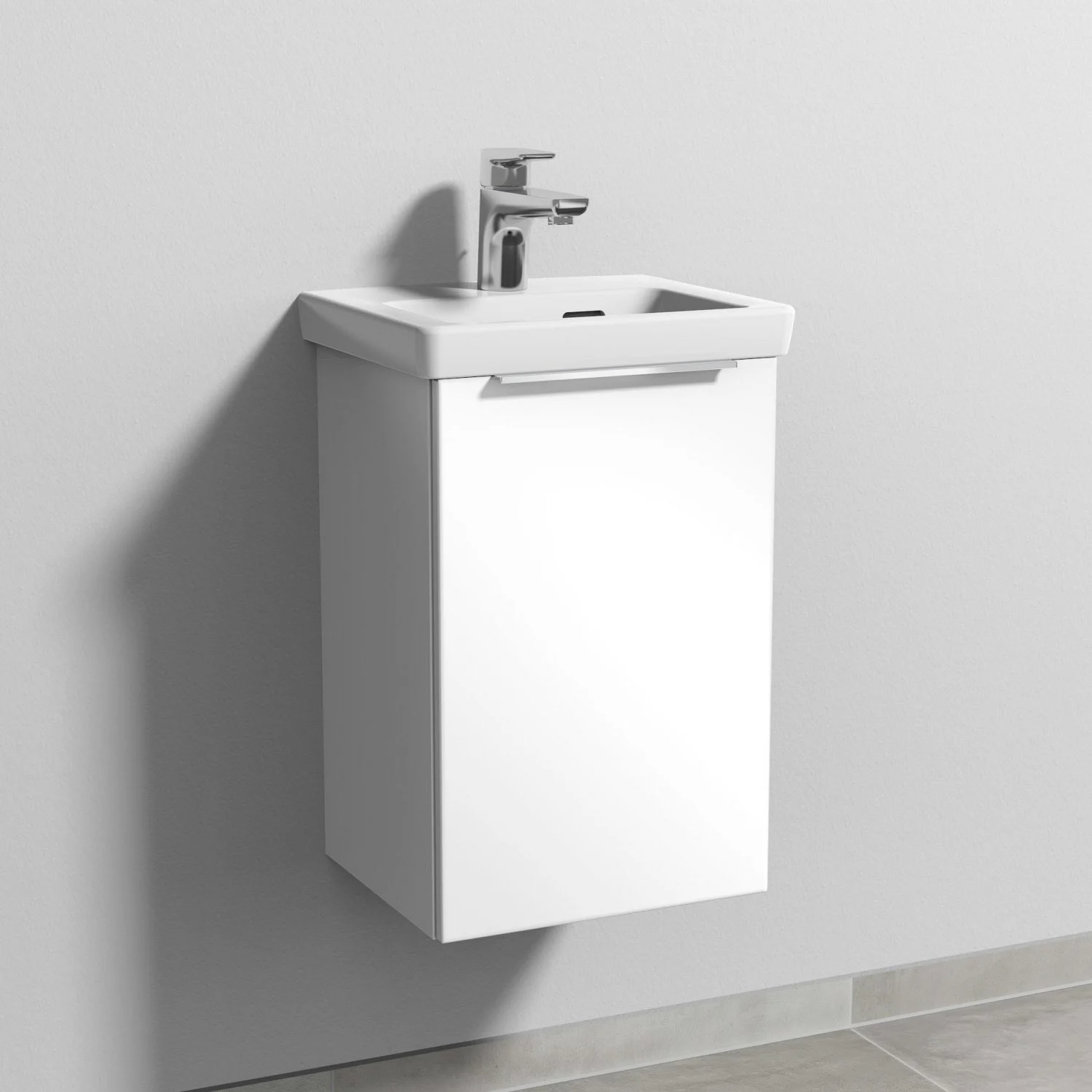 Biała umywalka z ceramiczną umywalką zbliżenie, Sanipa