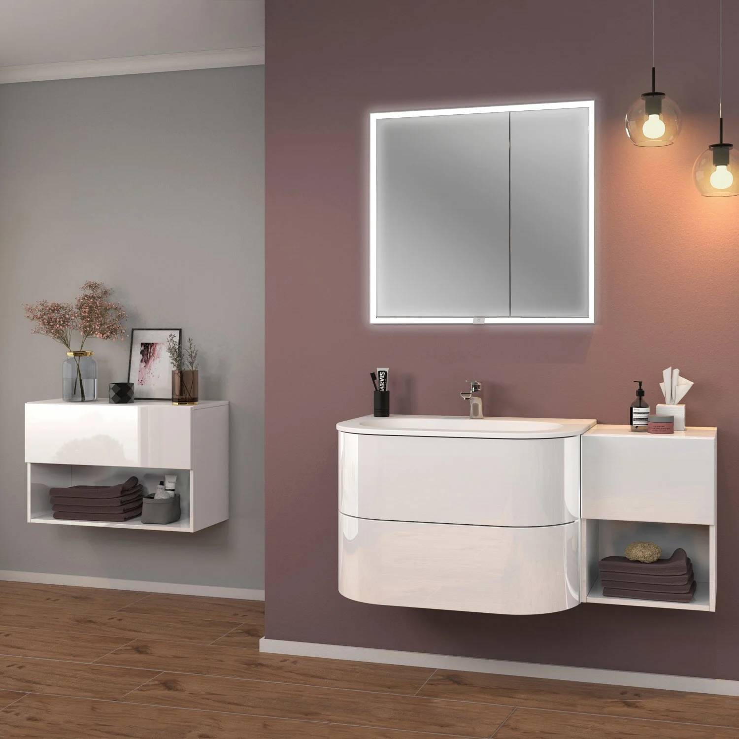 Sanipa 4balance Anbauschrank 40 cm, 1 Auszug Push to open, 1 offenes Fach Bild 2