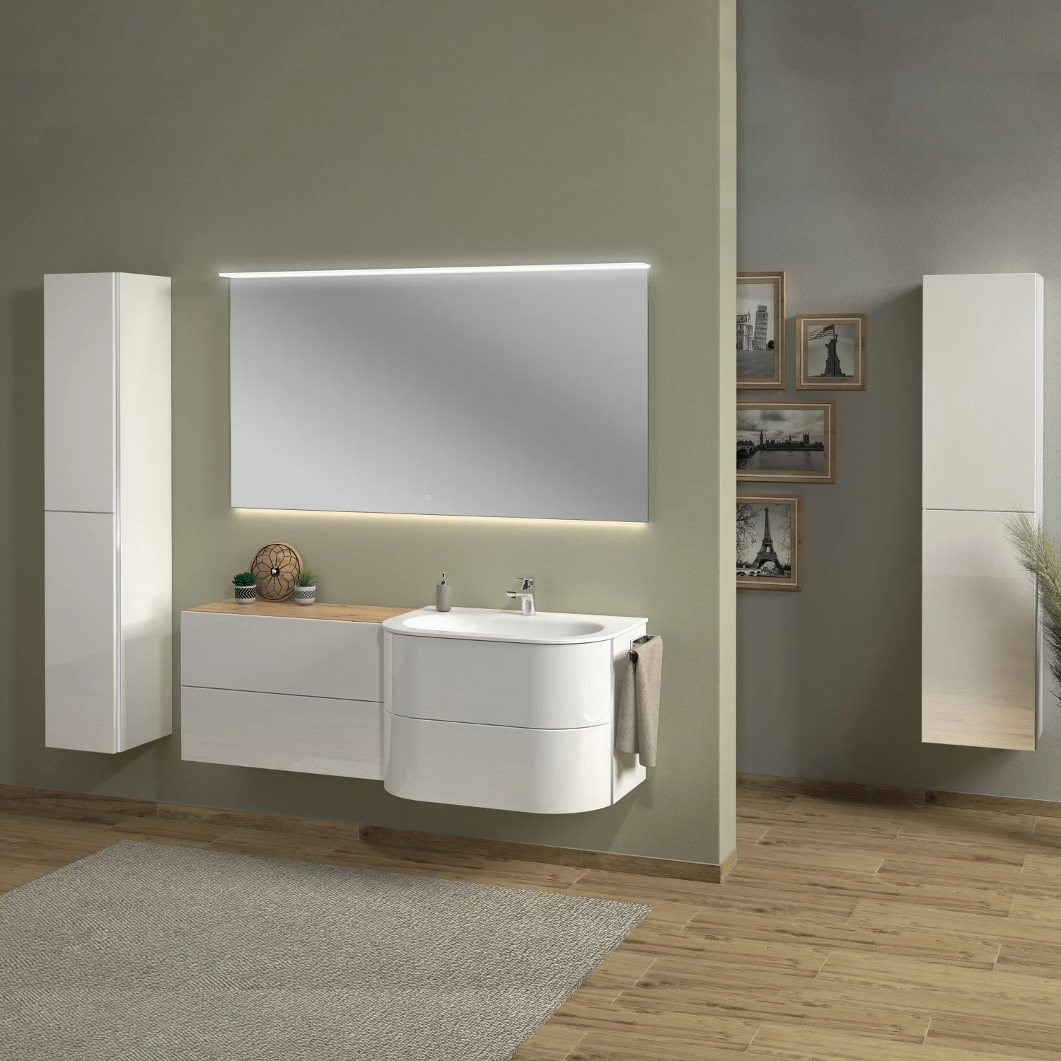 Sanipa 4balance Glas-Waschtisch + Waschtischunterbau 80 cm mit 2 Auszügen Bild 2