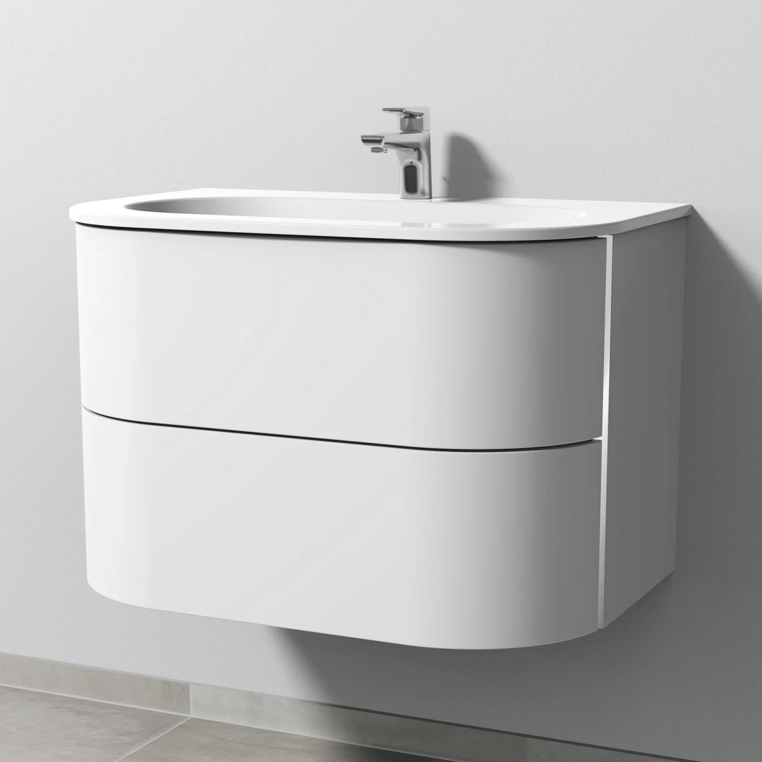 Sanipa 4balance Keramik-Waschtisch + Waschtischunterbau 80 cm mit 2 Auszügen