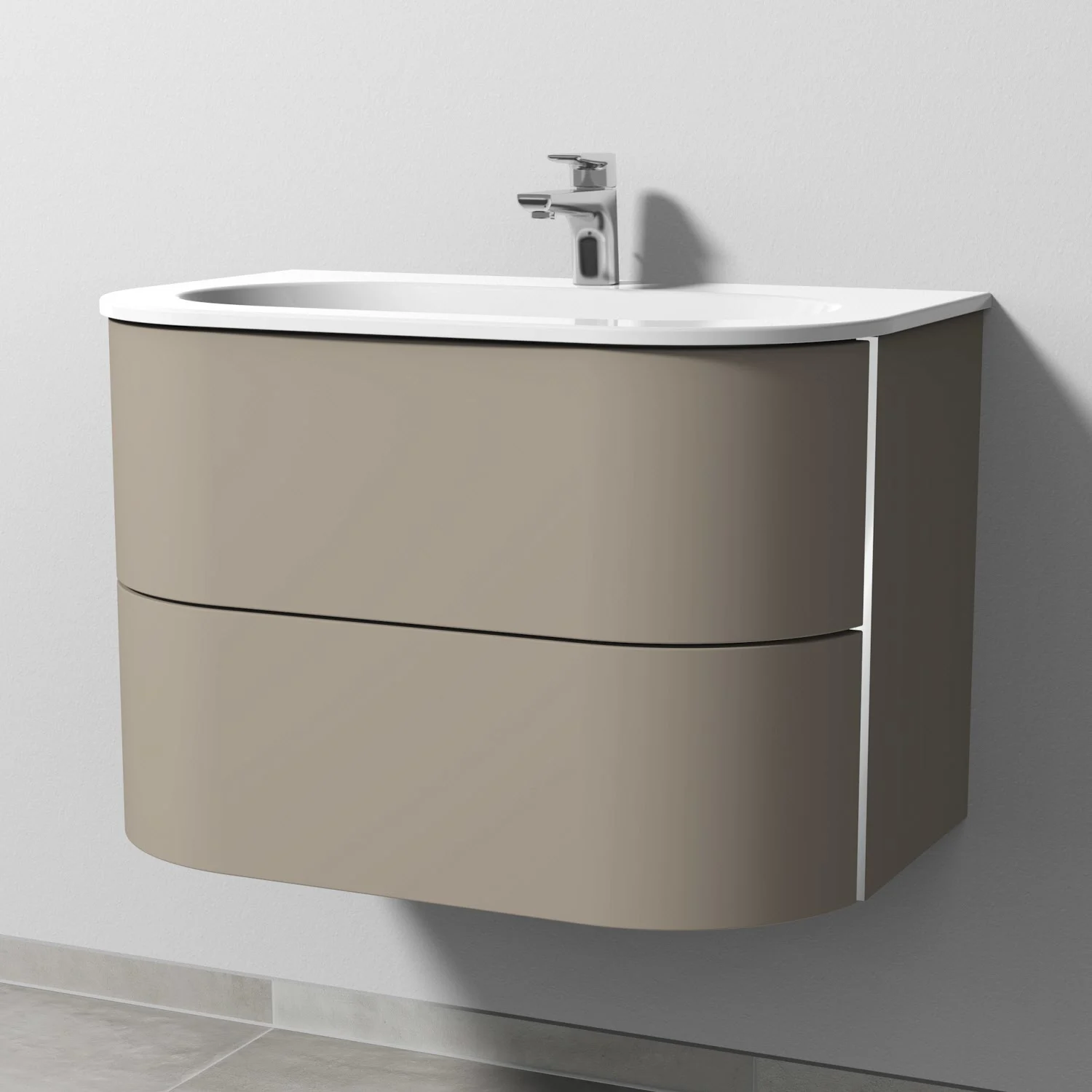 Sanipa 4balance Keramik-Waschtisch + Waschtischunterbau 80 cm mit 2 Auszügen