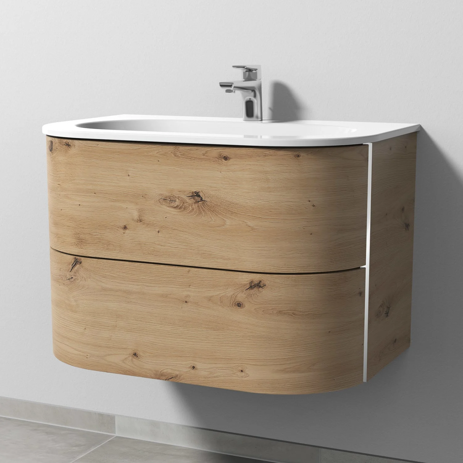 Sanipa 4balance Keramik-Waschtisch + Waschtischunterbau 80 cm mit 2 Auszügen