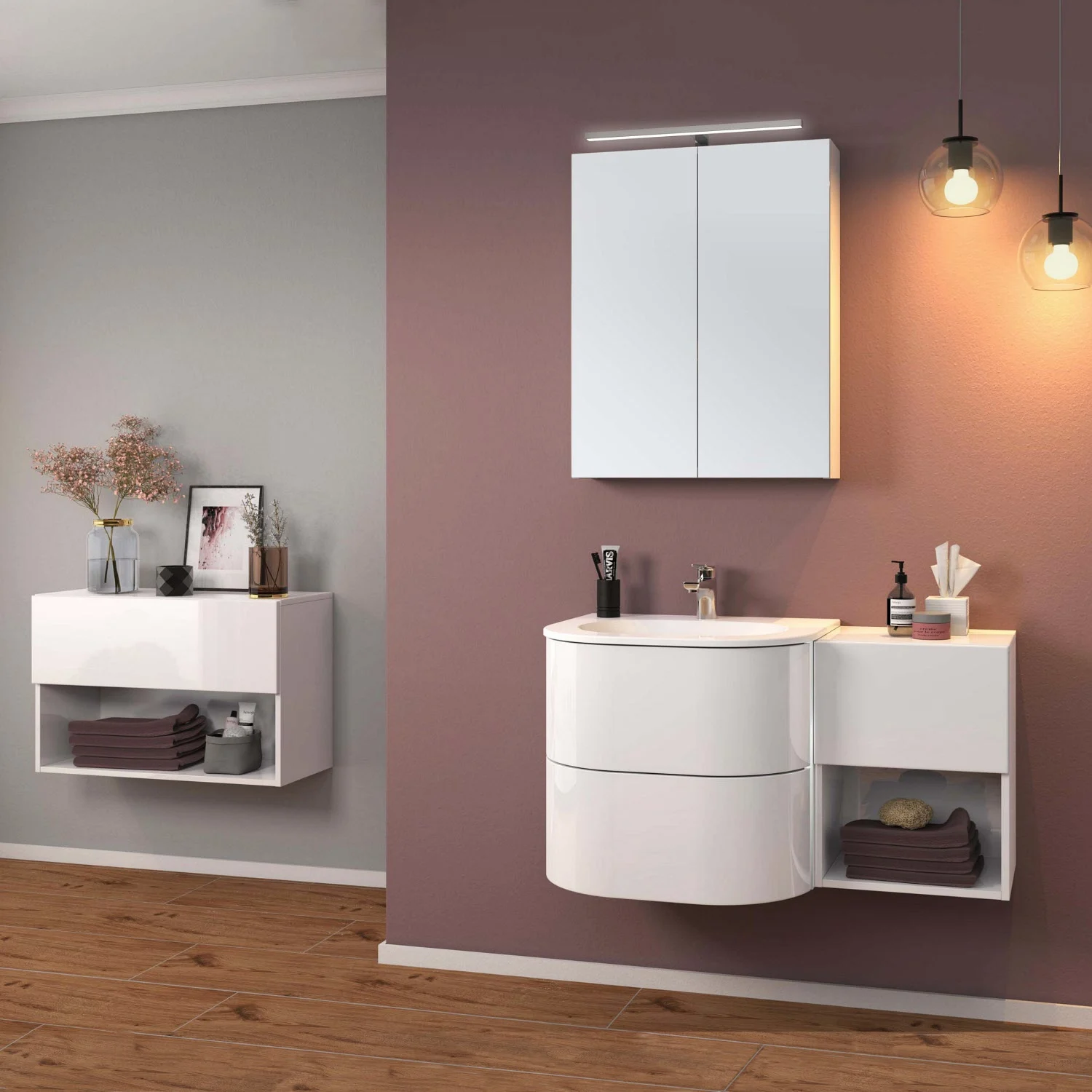 Sanipa 4balance Keramik-Waschtisch + Waschtischunterbau 60 cm mit 2 Auszügen Bild 2