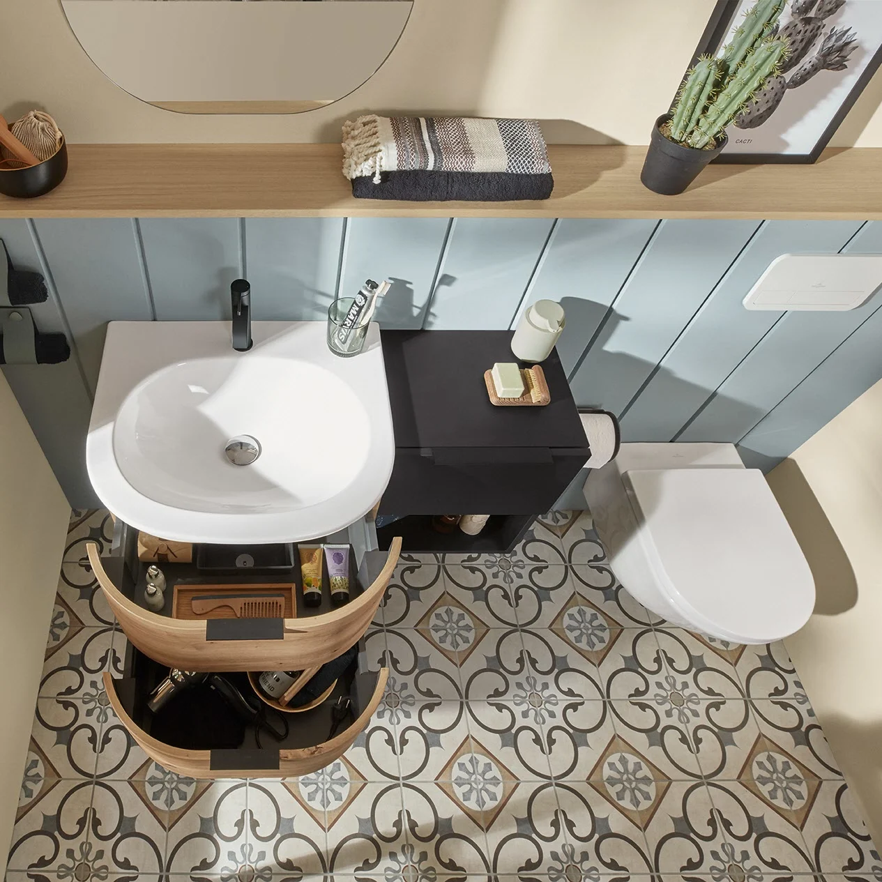 Sanipa 4balance Keramik-Waschtisch + Waschtischunterbau 60 cm mit 2 Auszügen Bild 6