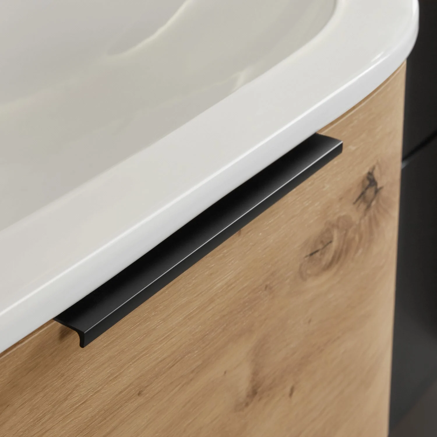 Sanipa 4balance Keramik-Waschtisch + Waschtischunterbau 80 cm mit 2 Auszügen, Griff, LED Bild 7