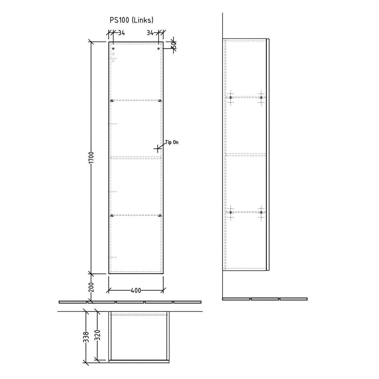 Sanipa Solo One Hochschrank 40 x 170 cm, Anschlag links Bild 5