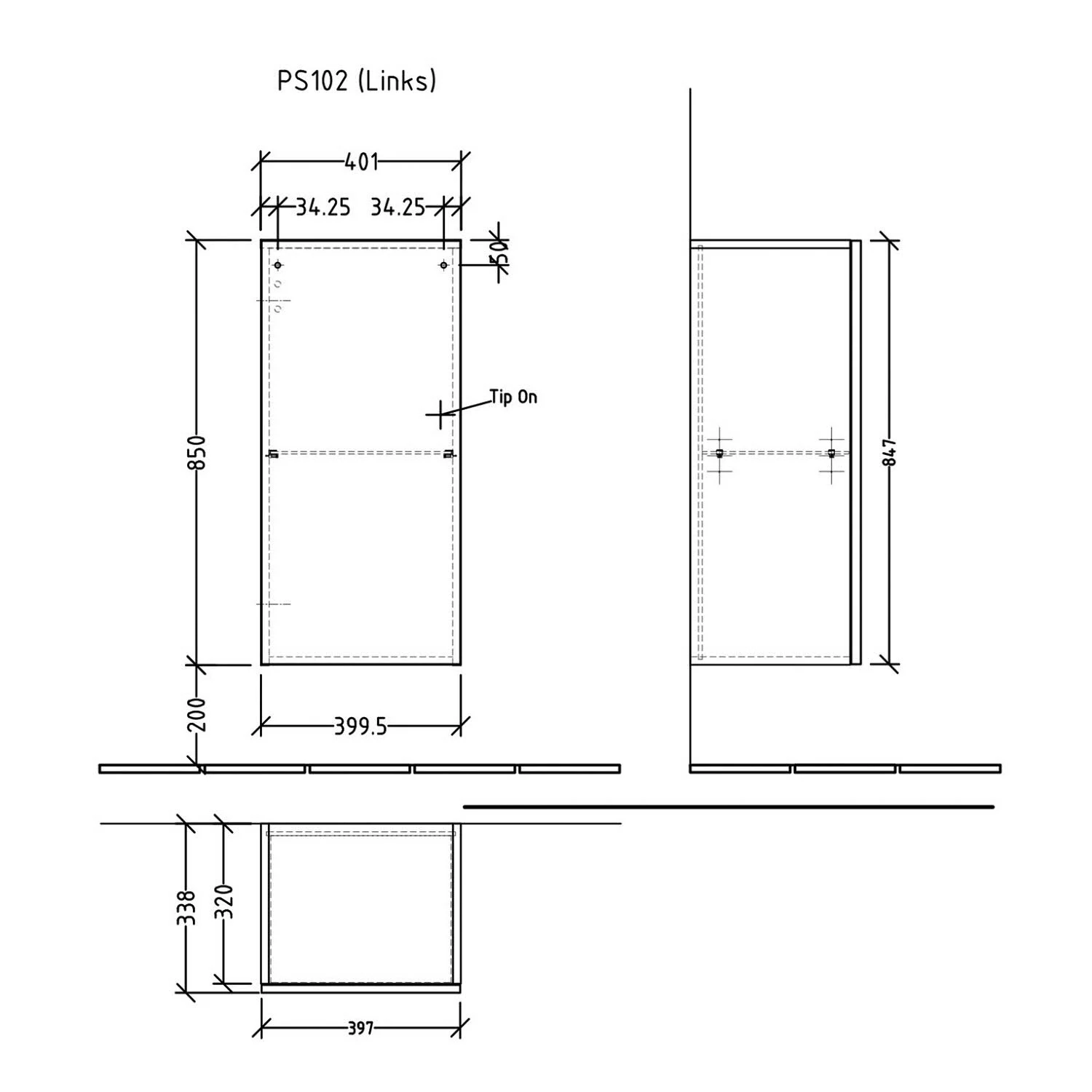 Sanipa Solo One Mittelschrank 40 x 85 cm, Anschlag links Bild 5