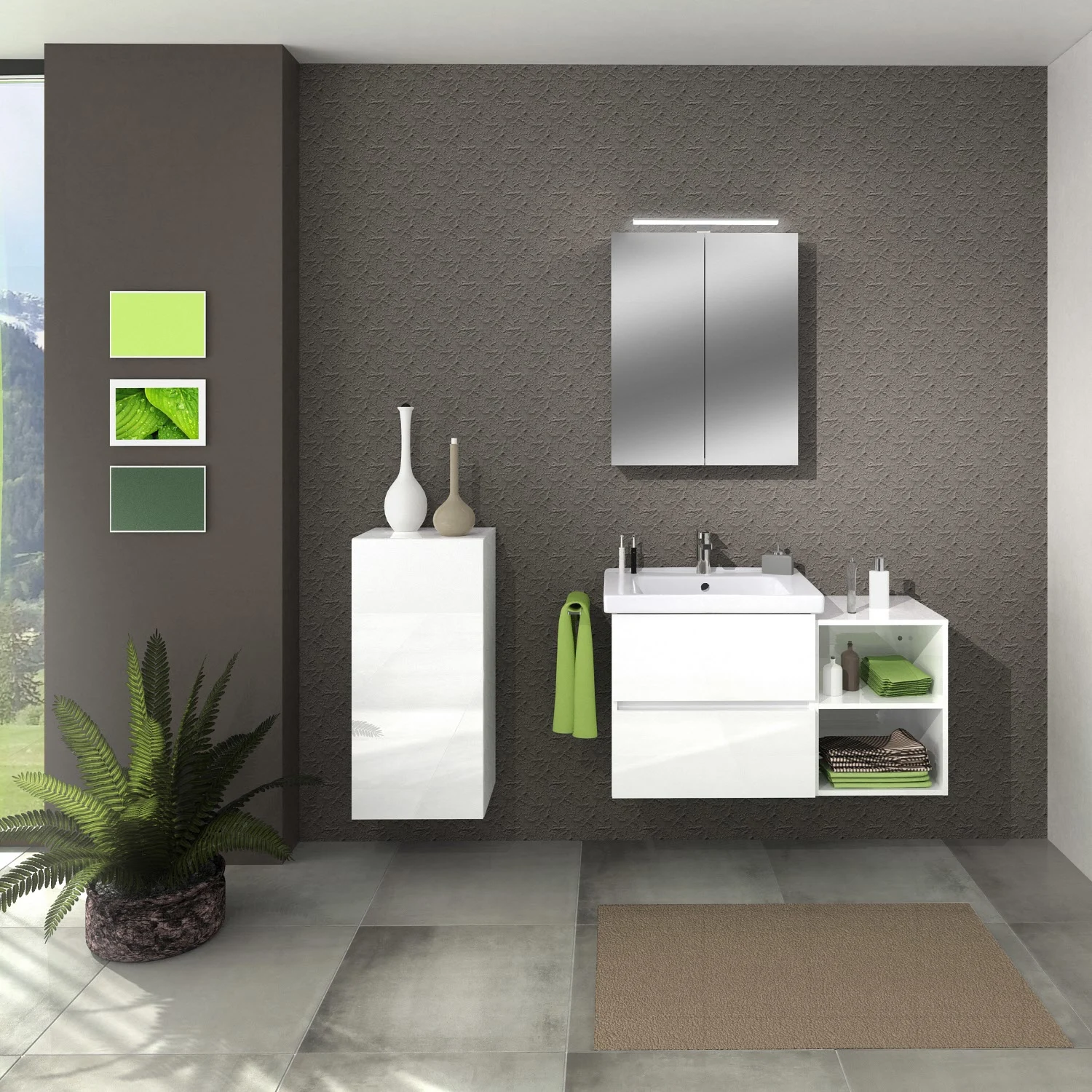 Sanipa Solo One Harmonia Waschtischkombination mit Keramikwaschtisch 65 cm, 2 Auszüge Bild 2