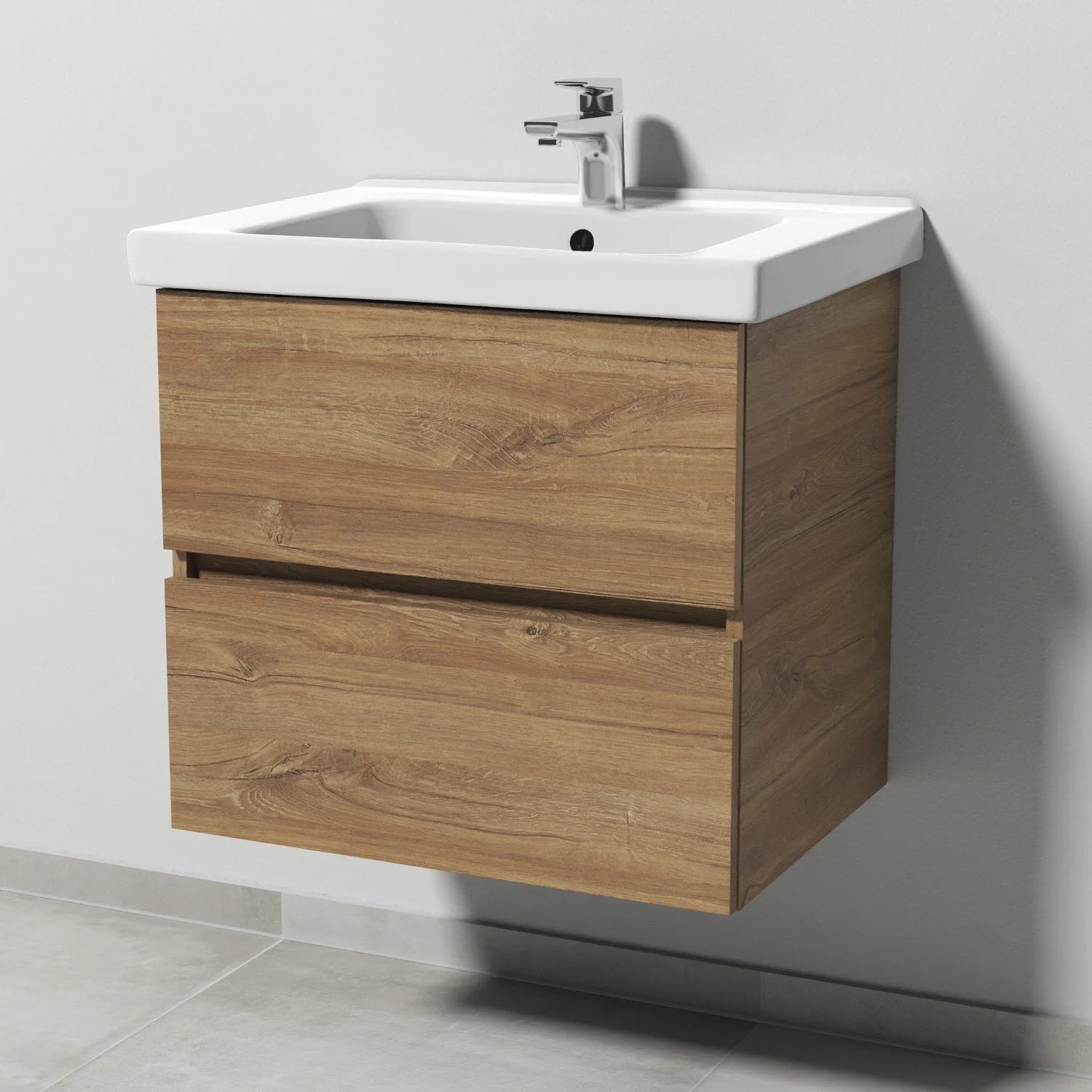 Sanipa Solo One Harmonia Waschtischkombination mit Keramikwaschtisch 65 cm, 2 Auszüge