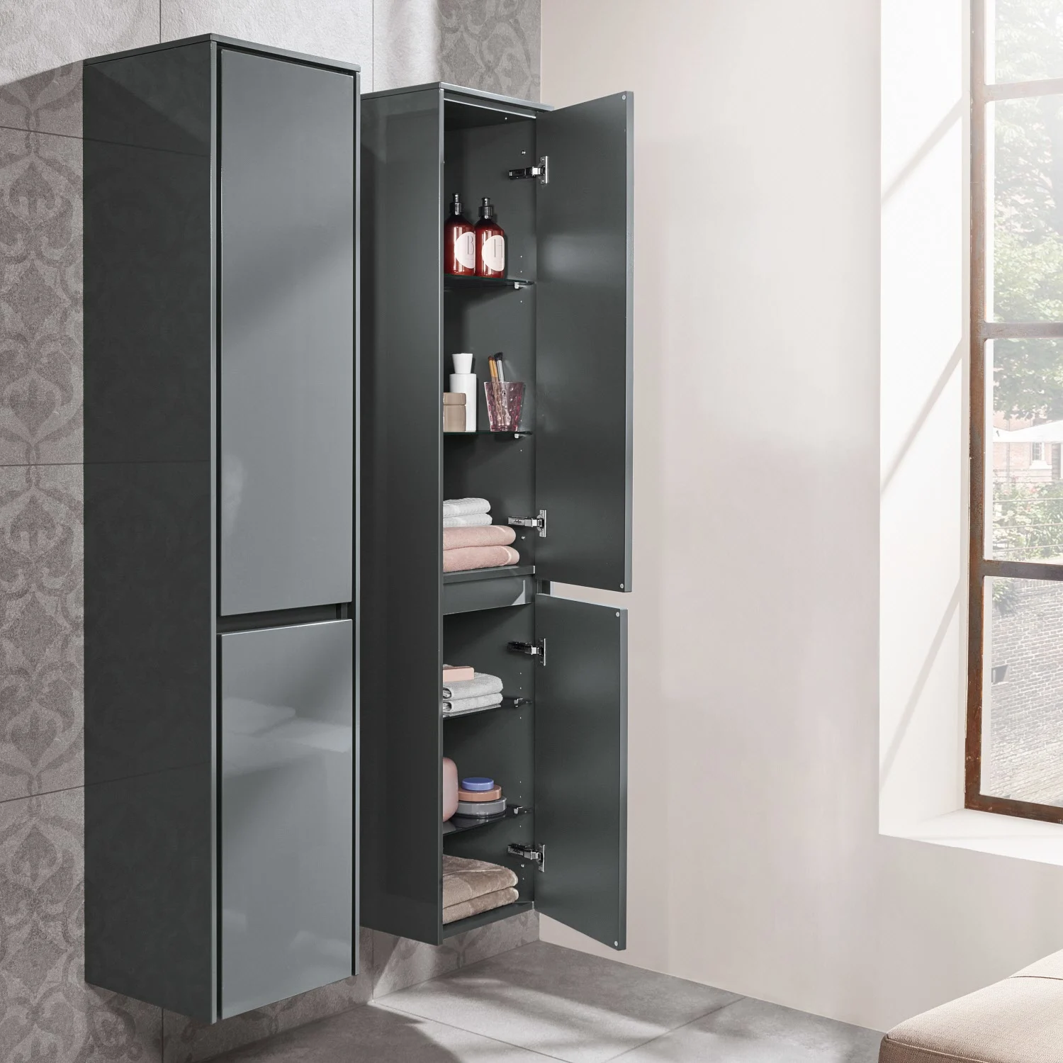 Sanipa Twiga Hochschrank 37,5 cm, 2 Türen mit Türanschlag rechts, inkl. LED-Beleuchtung Bild 2