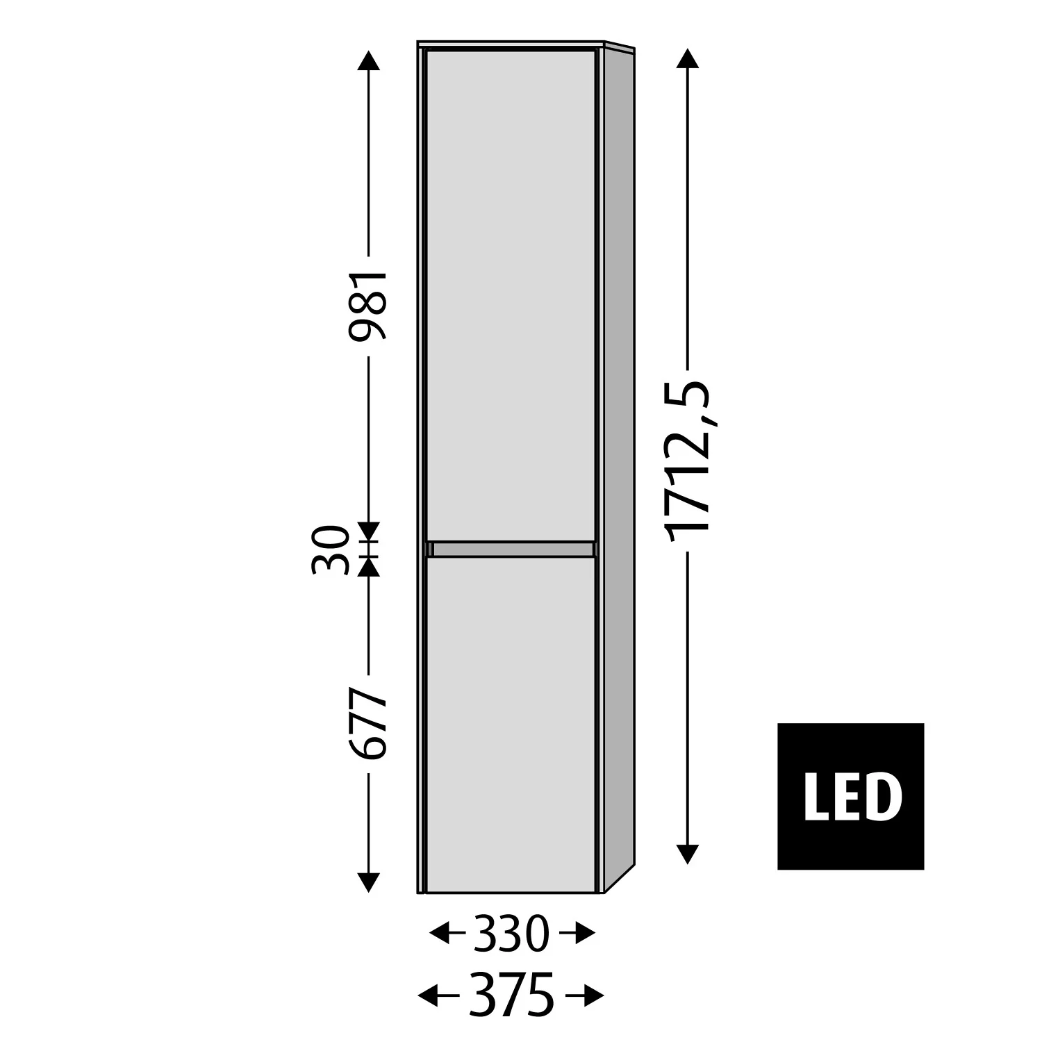 Sanipa Twiga Hochschrank 37,5 cm, 2 Türen mit Türanschlag rechts, inkl. LED-Beleuchtung Bild 5