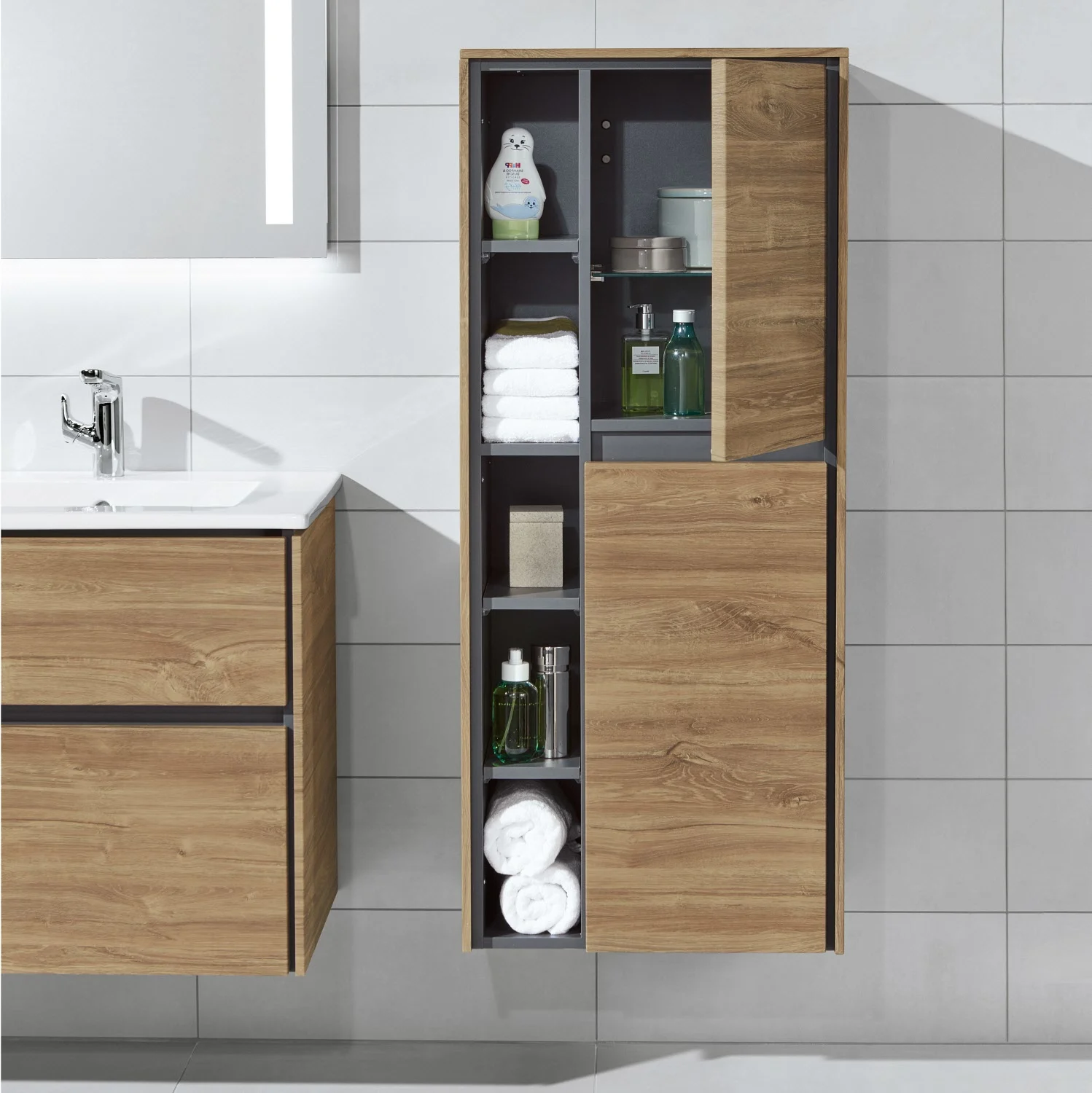 Sanipa Twiga Stauraumschrank 52,5 cm, 2 Türen mit Türanschlag rechts Bild 3