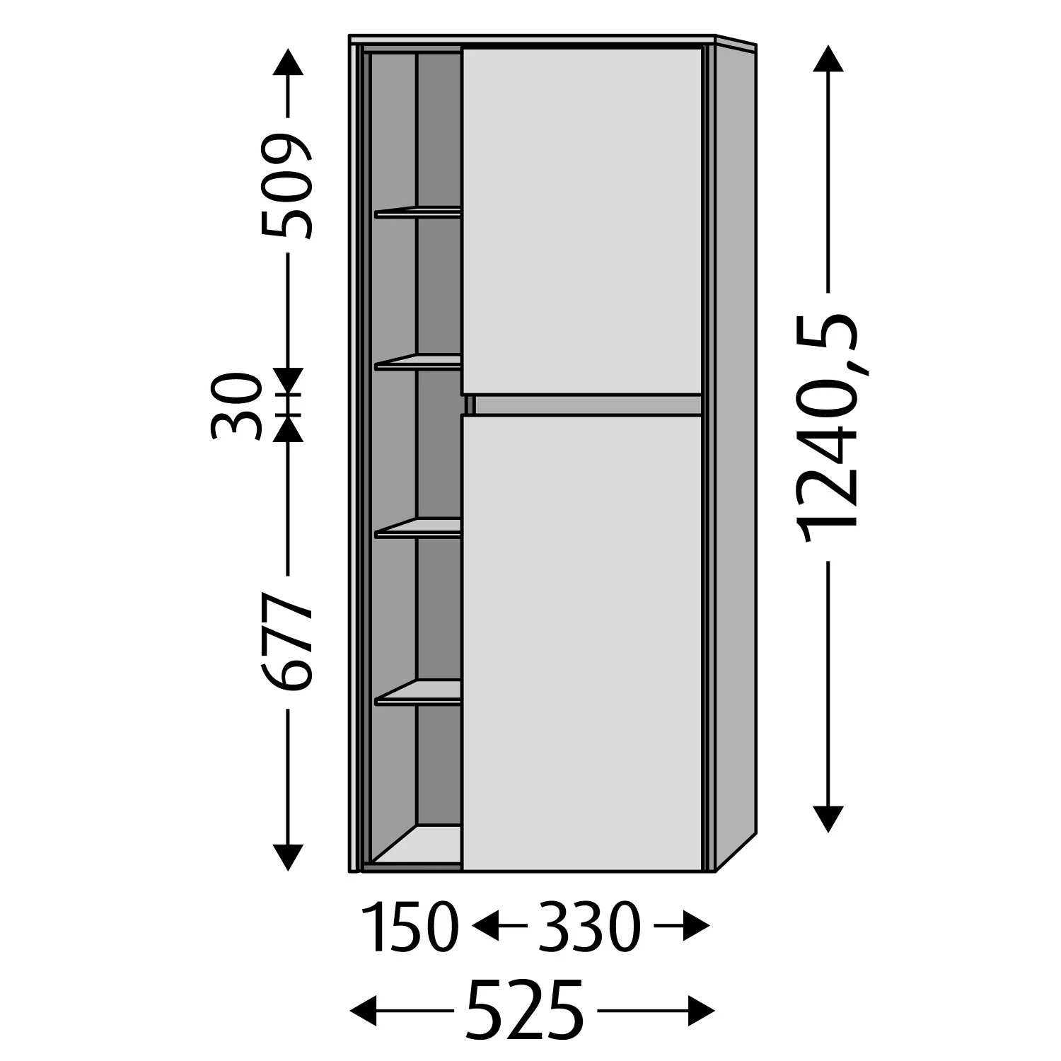 Sanipa Twiga Stauraumschrank 52,5 cm, 2 Türen mit Türanschlag rechts Bild 5