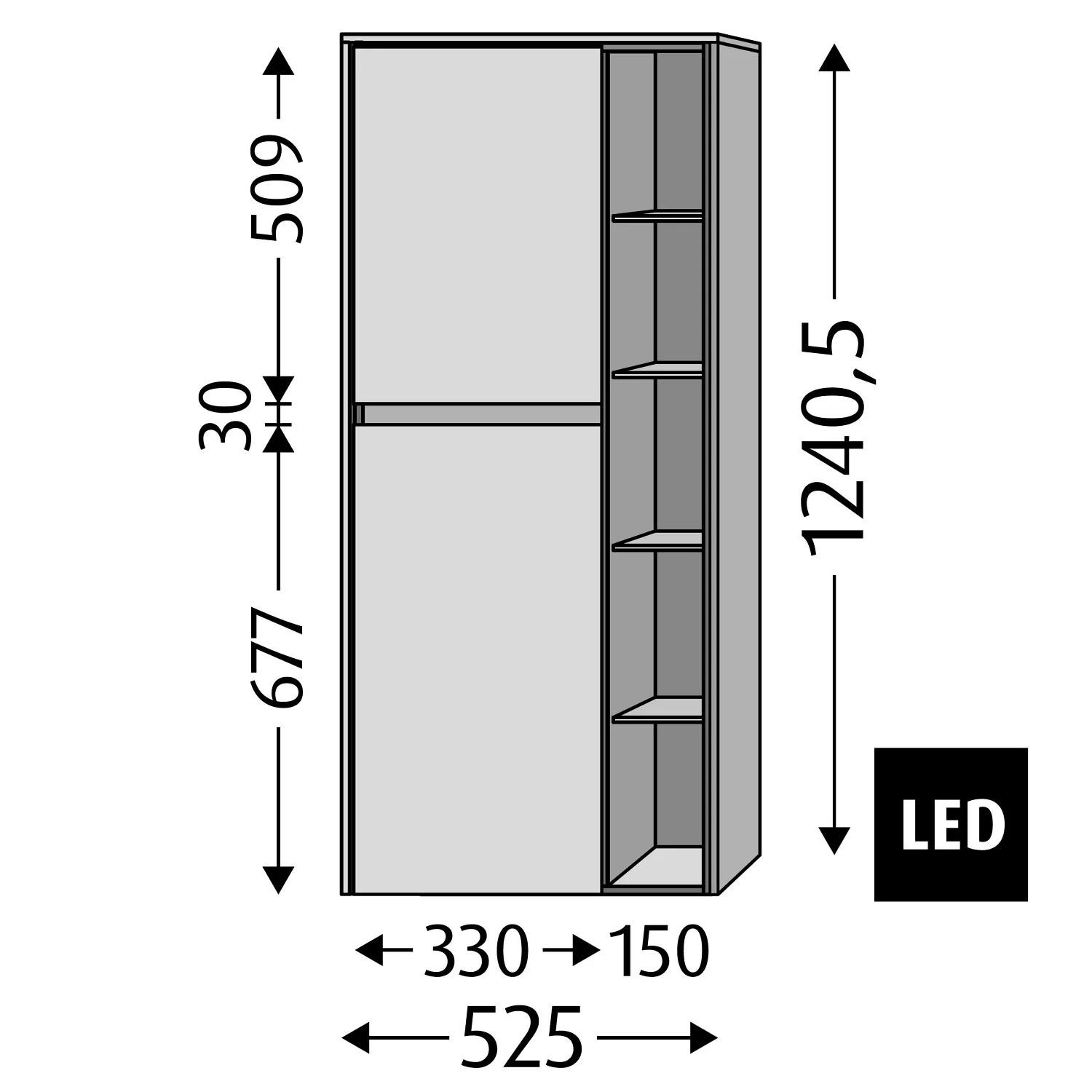 Sanipa Twiga Stauraumschrank 52,5 cm, 2 Türen mit Türanschlag links, inkl. LED-Beleuchtung Bild 5