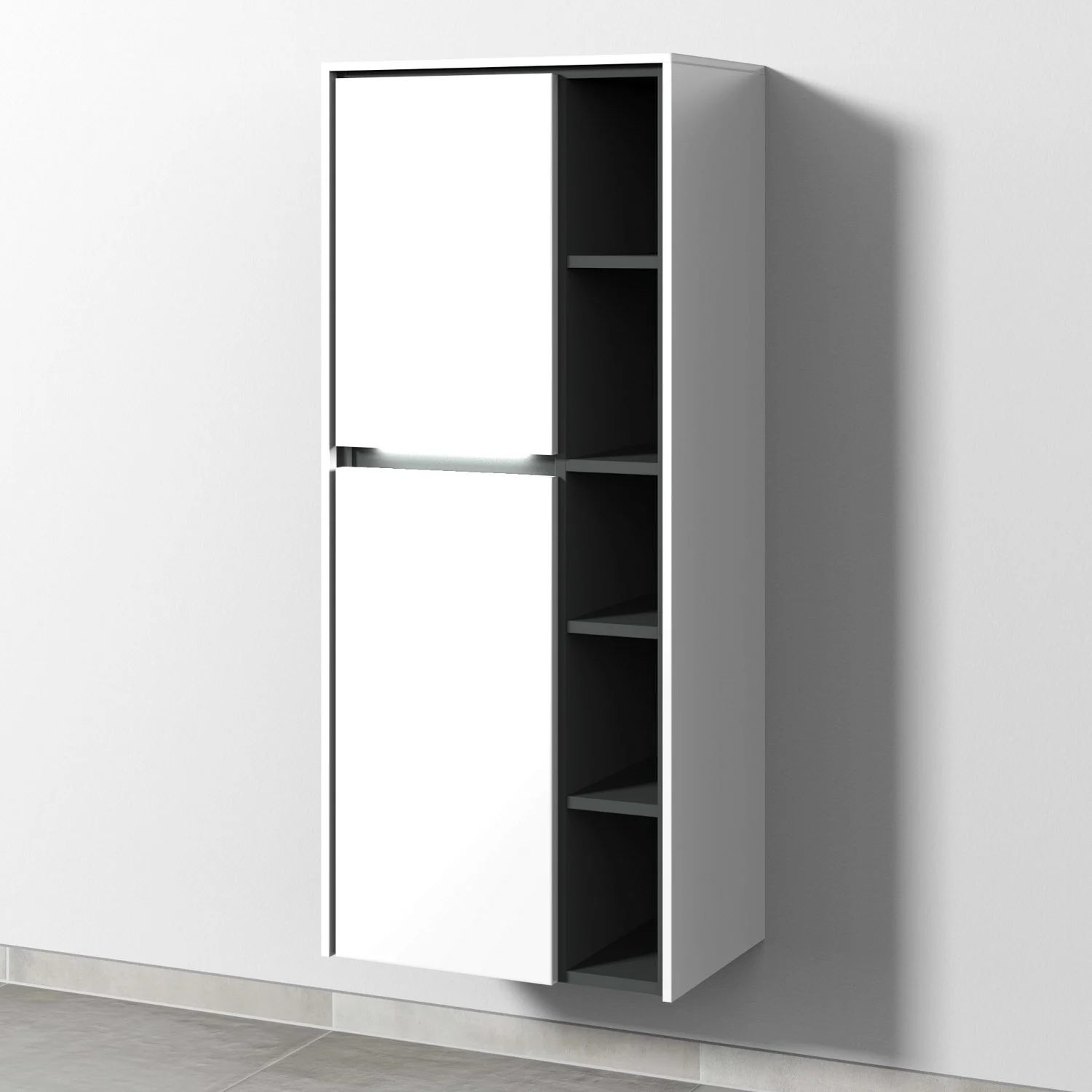 Sanipa Twiga Stauraumschrank 52,5 cm, 2 Türen mit Türanschlag links, inkl. LED-Beleuchtung